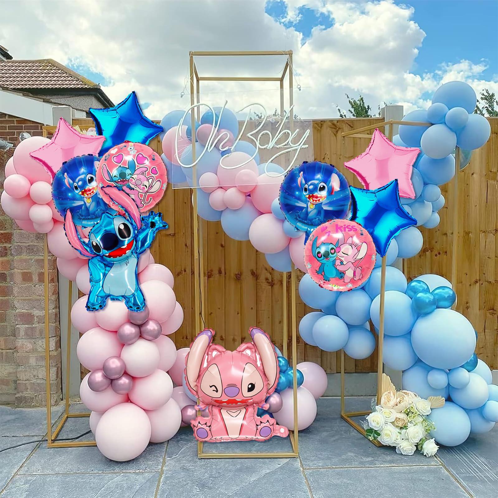 Blue and pink themed party balloons for kids celebrations