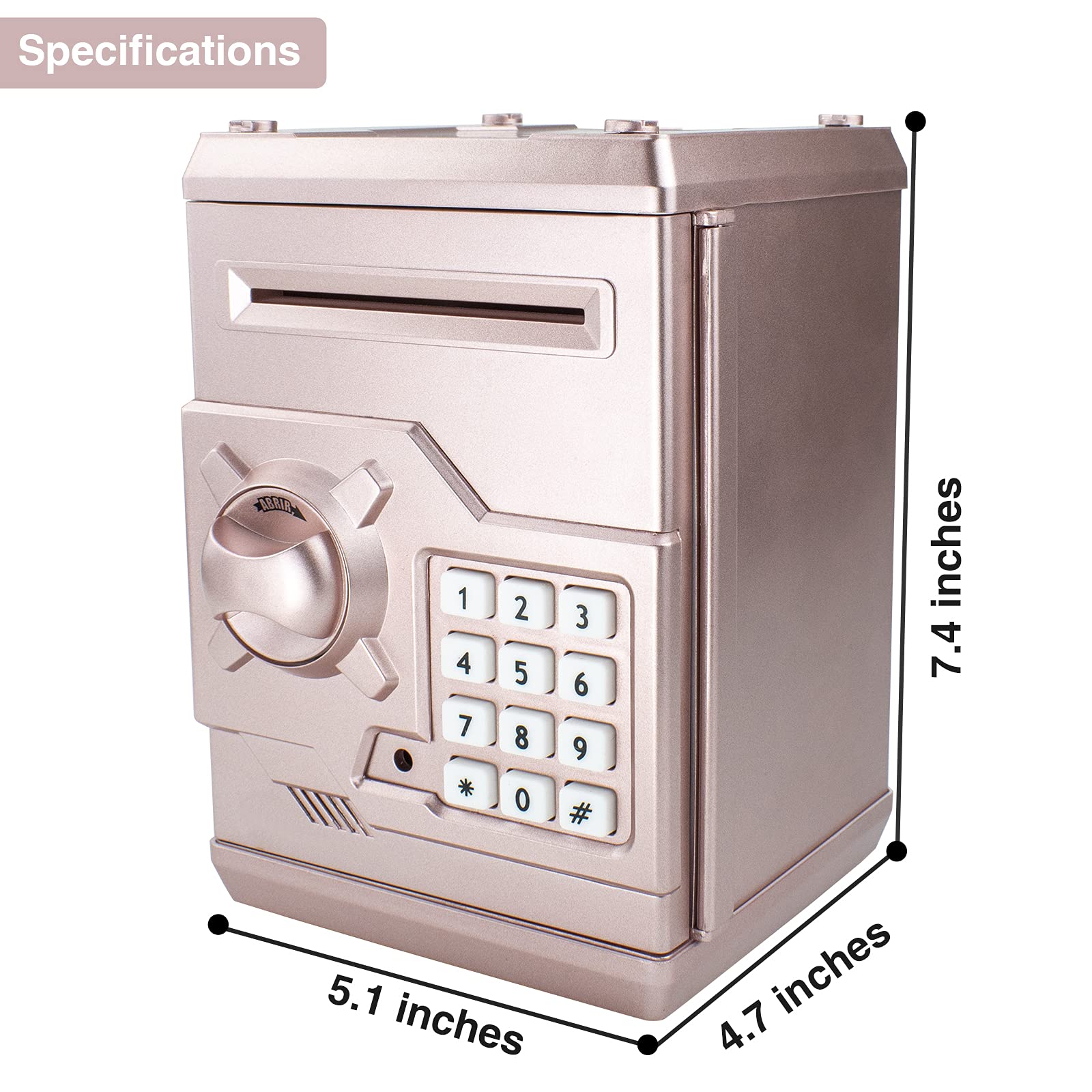 Kids ATM style money bank with coin and bill entry
