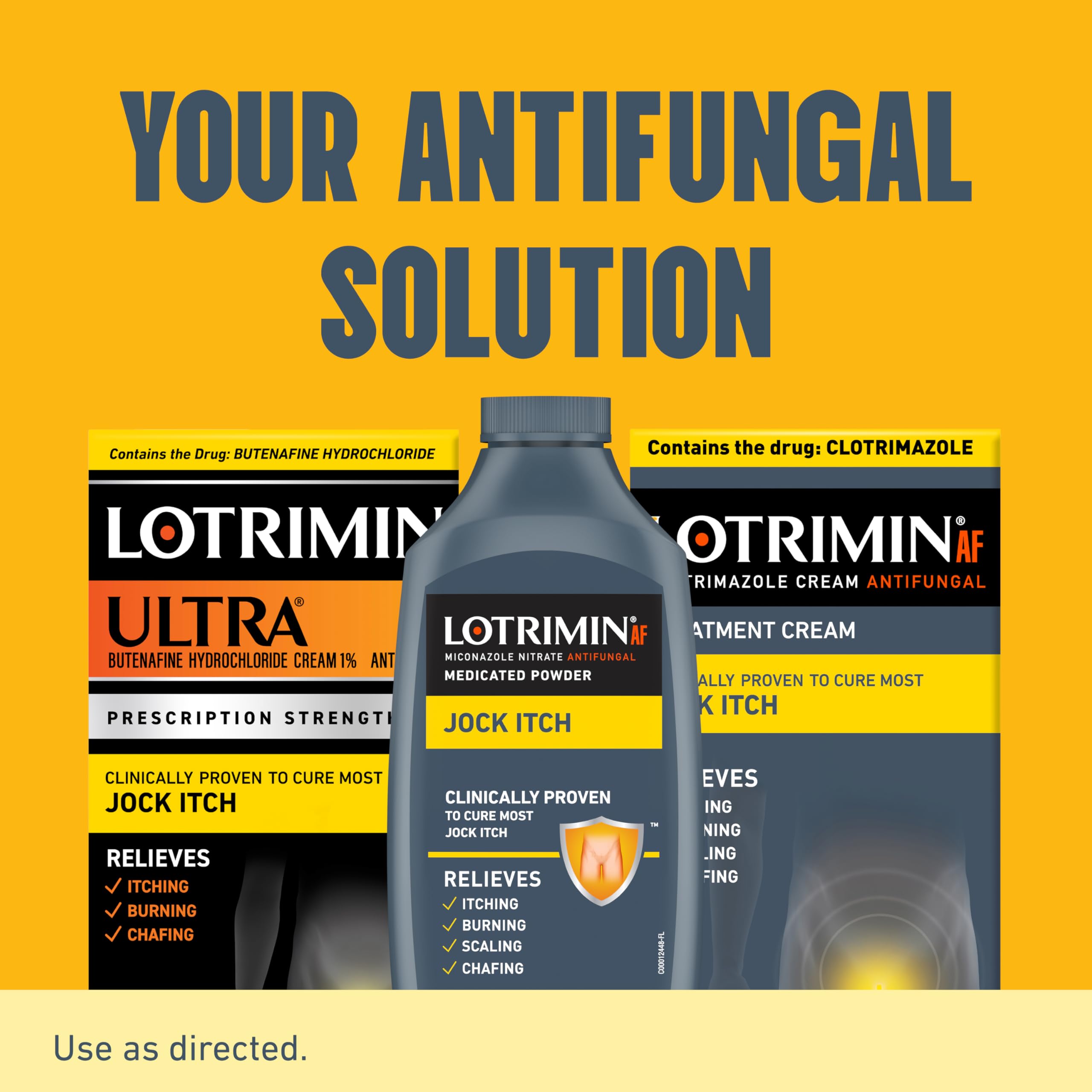 Lotrimin antifungal jock itch powder packaging label