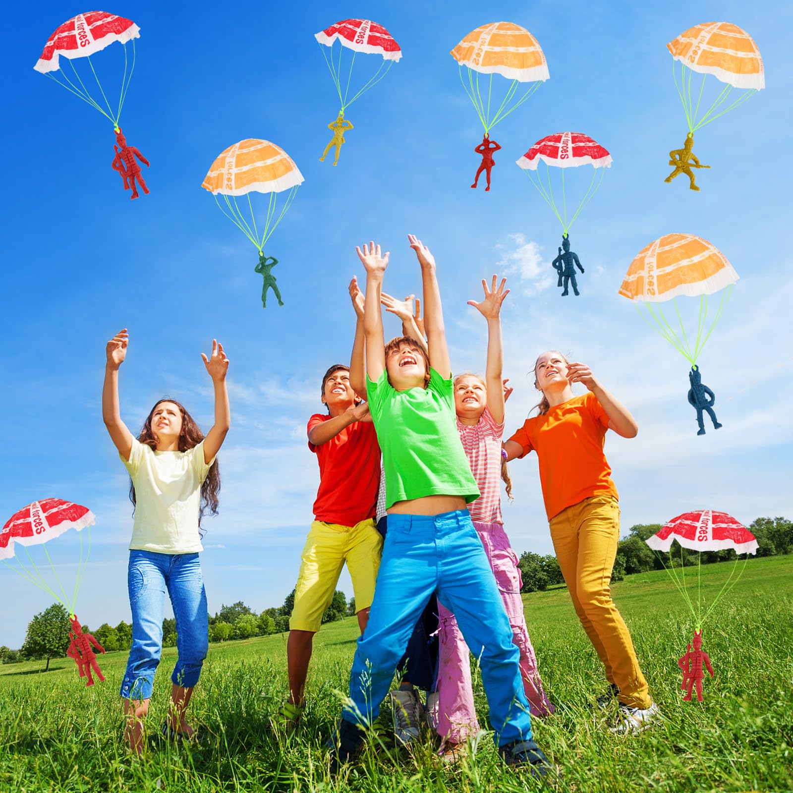 40 piece parachute toy packaging and contents