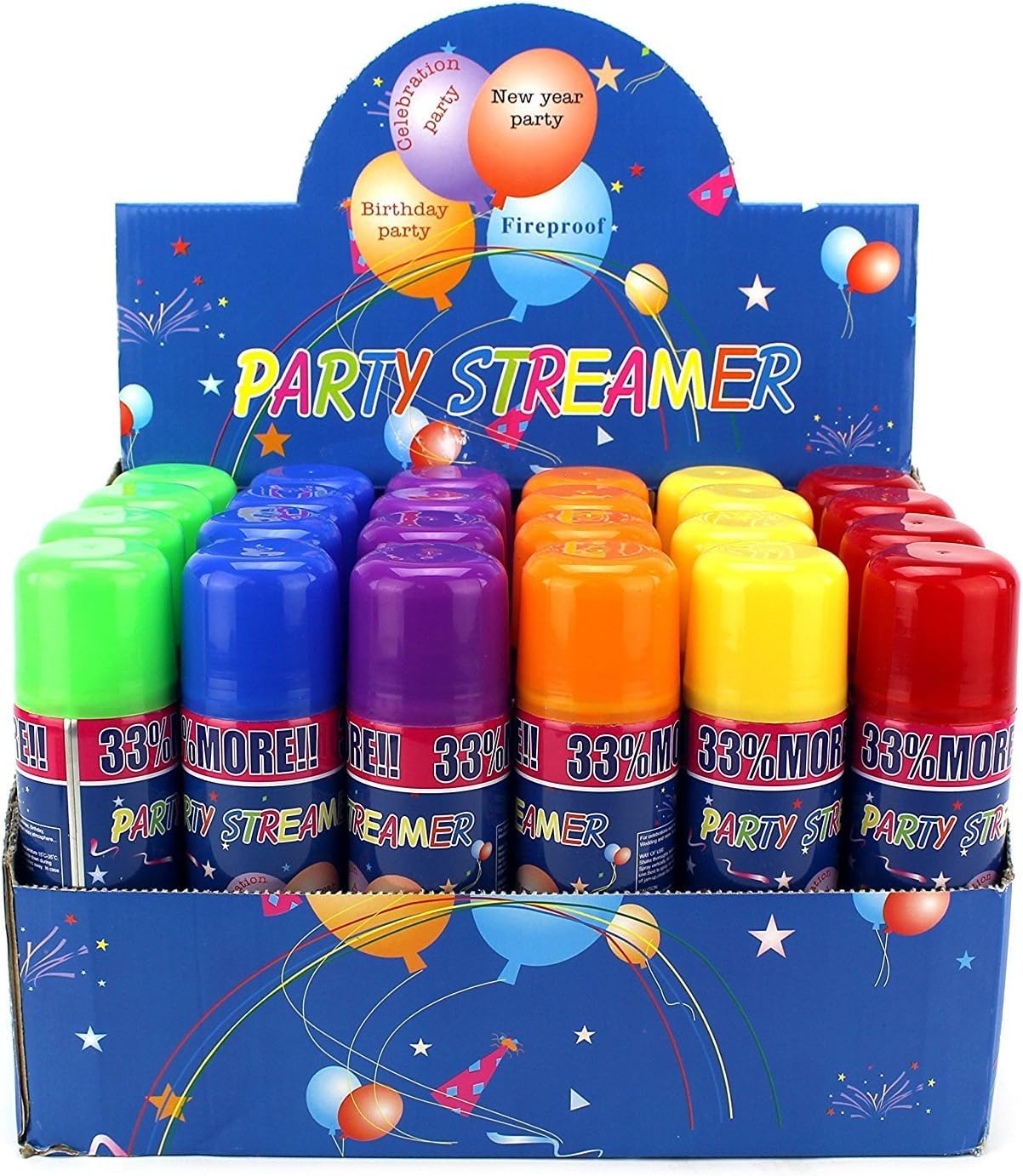 Goody bags and party decorations with spray
