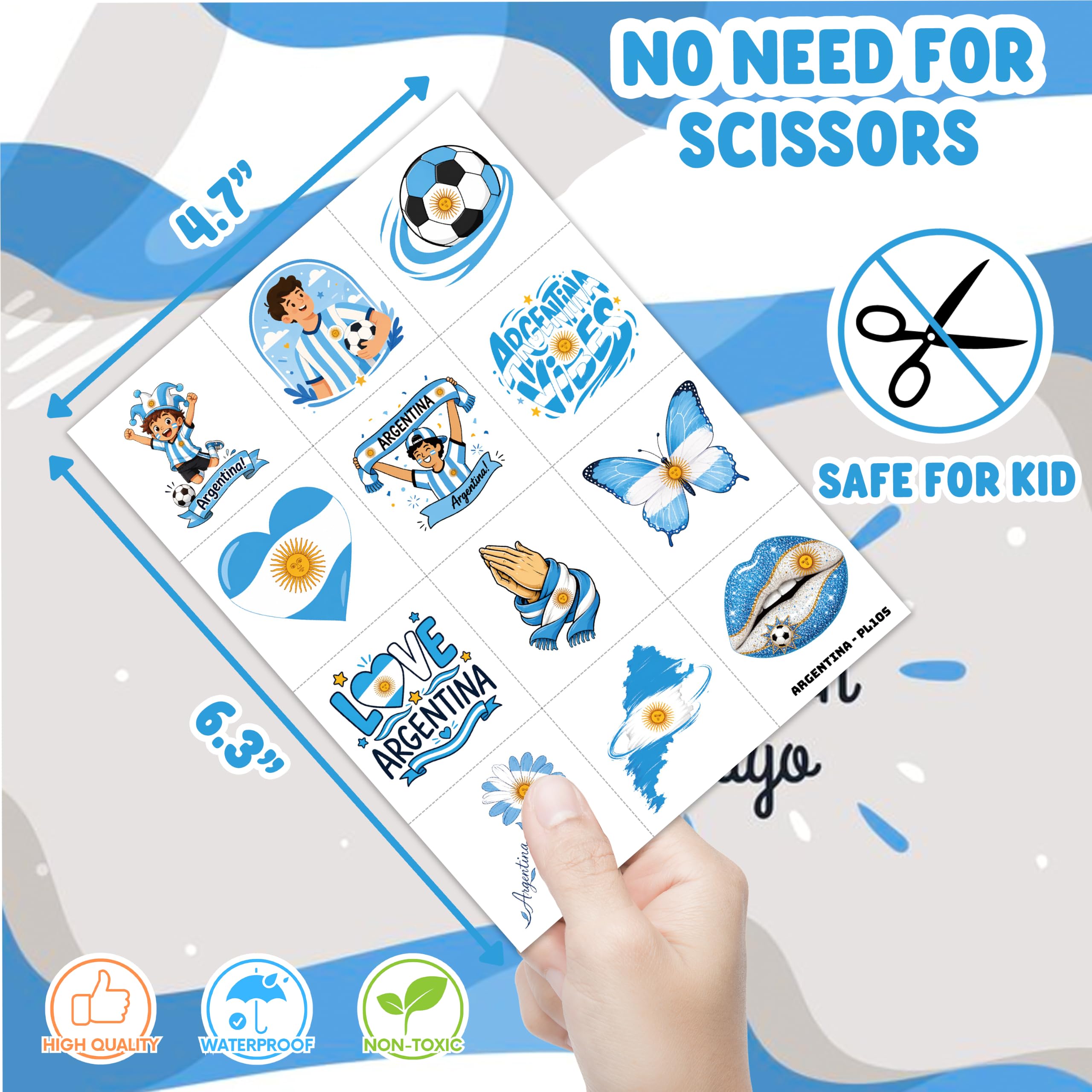 Kids party favors Argentina soccer tattoos
