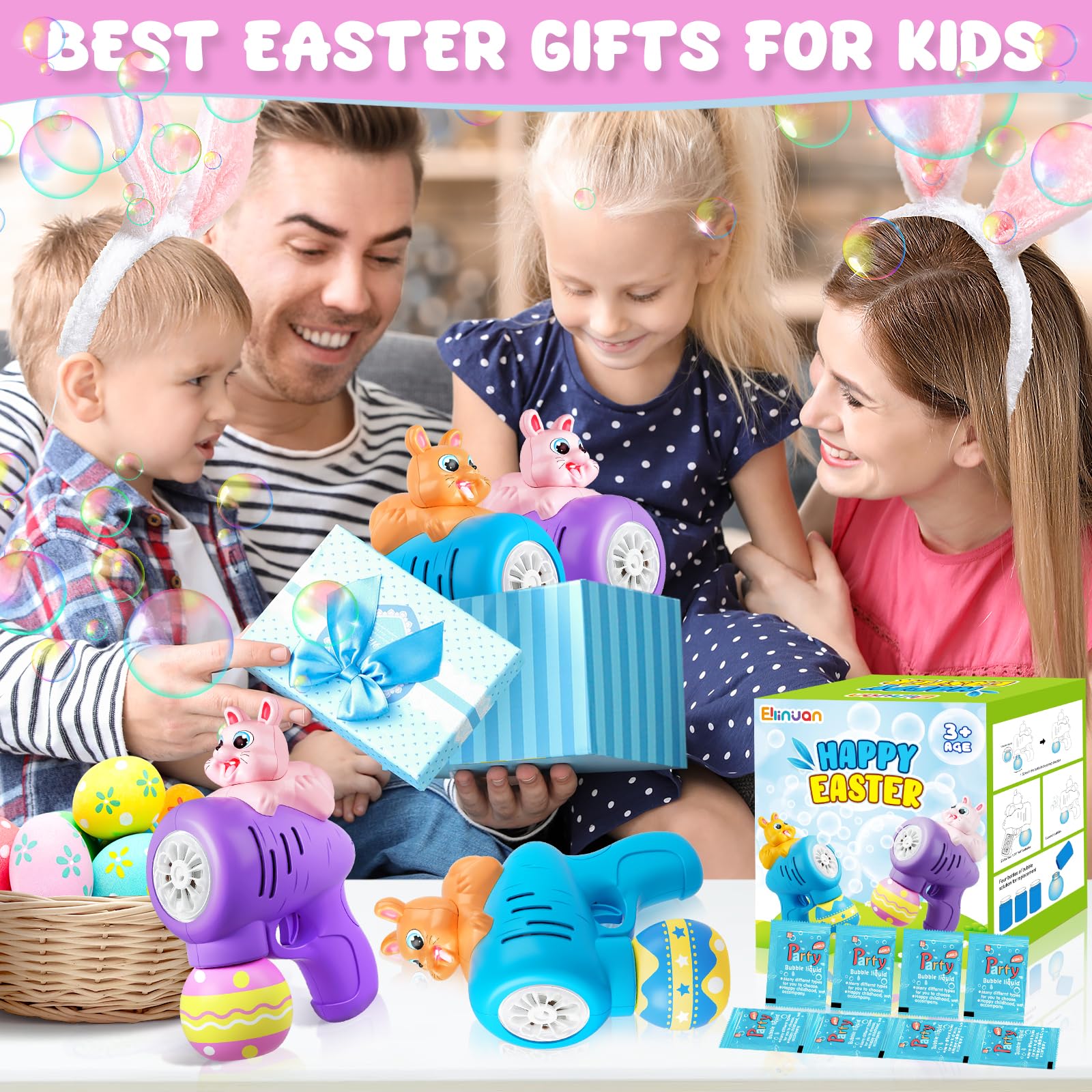 Portable bubble gun set for outdoor play