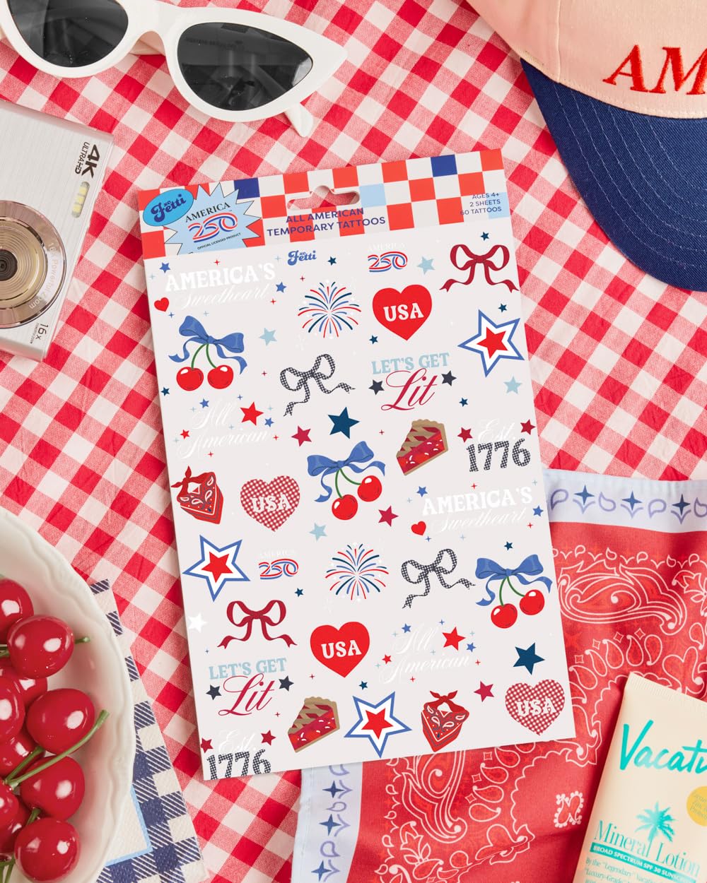 kids party patriotic decor with America 250 Tattoos