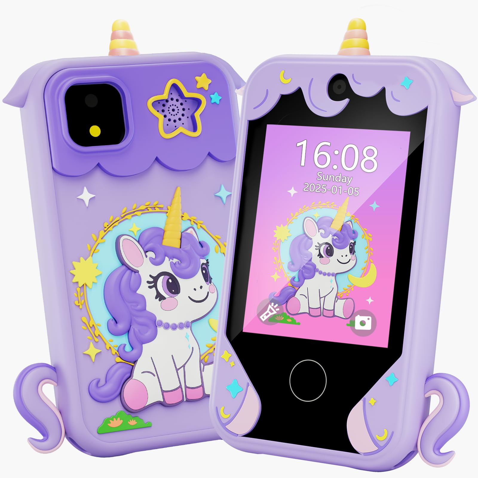 Purple Kids Phone for Girl Toys with 2.8 inch touchscreen