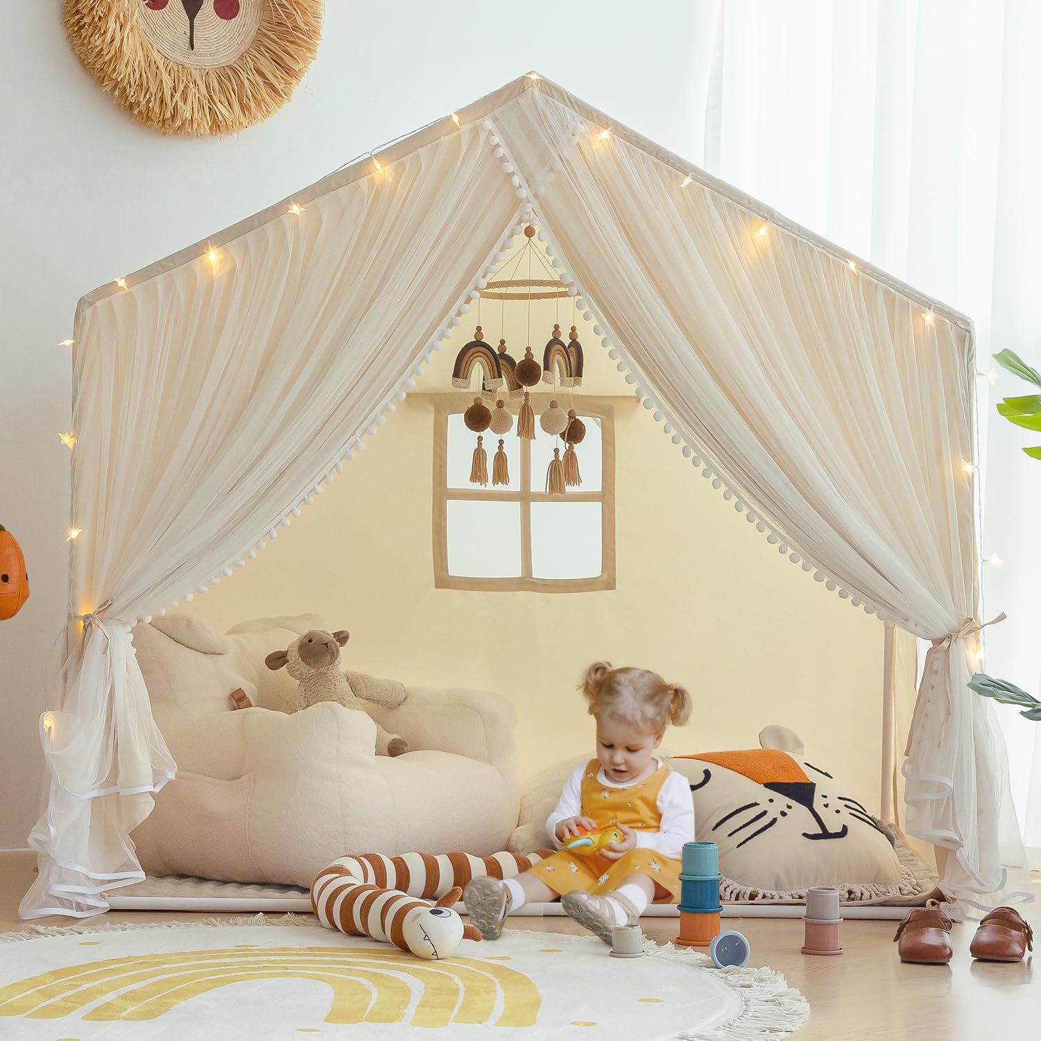 Interior view of Kids Play Tent with Padded Mat