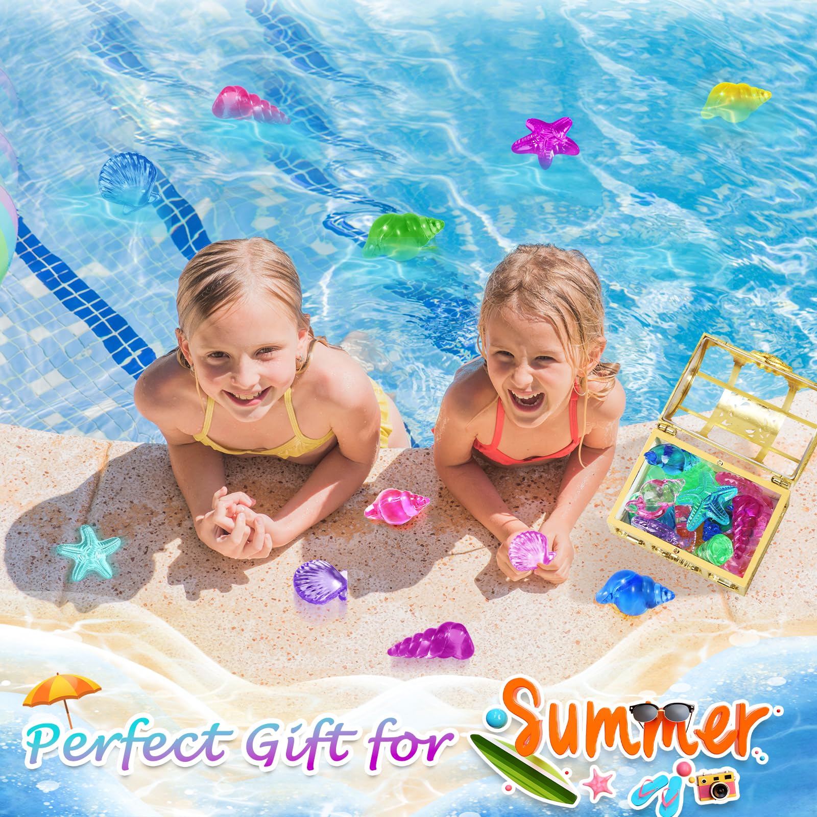 Colorful diving gems designed for pool and beach play