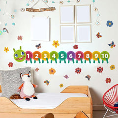 Kids room wall decal with flowers and butterflies