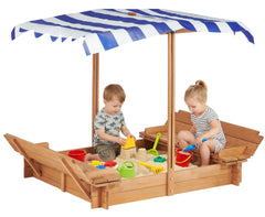 Kids Sandbox with Adjustable Cover cedar wood sandbox with retractable roof
