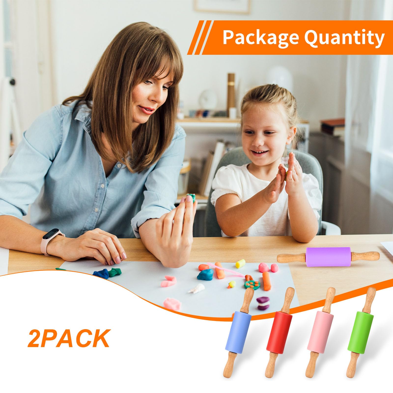 Two-pack silicone rolling pins for kids image 6