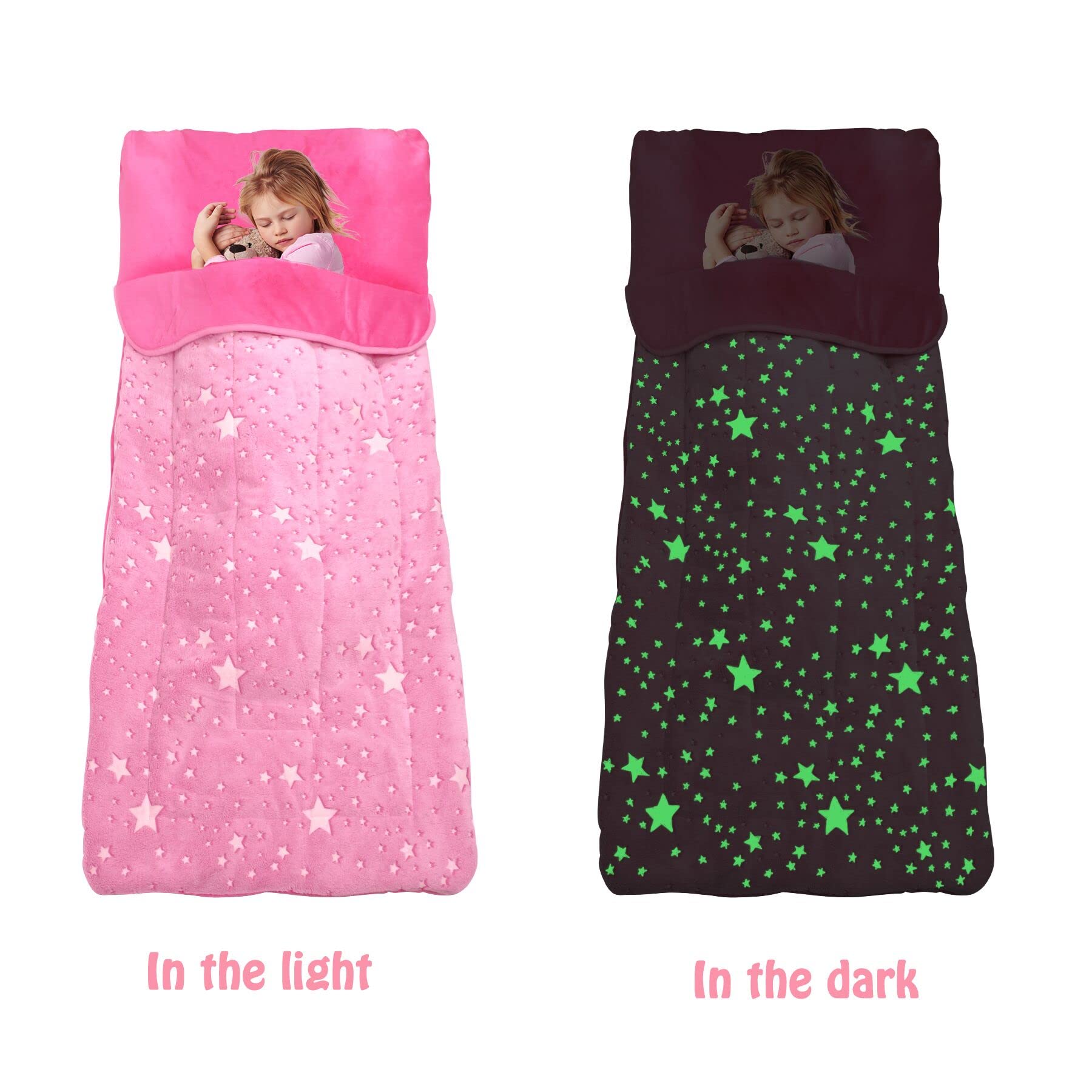 plush warm fabric sleeping bag for kids with pillow