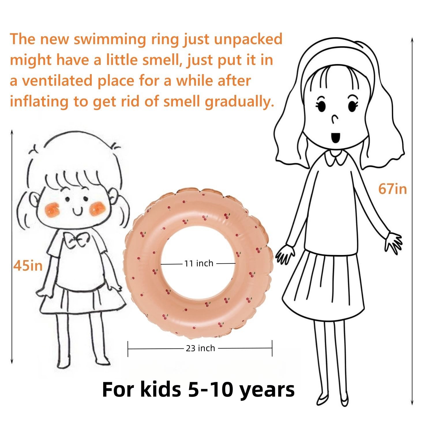 Inflatable swim ring with outer diameter 23 inches