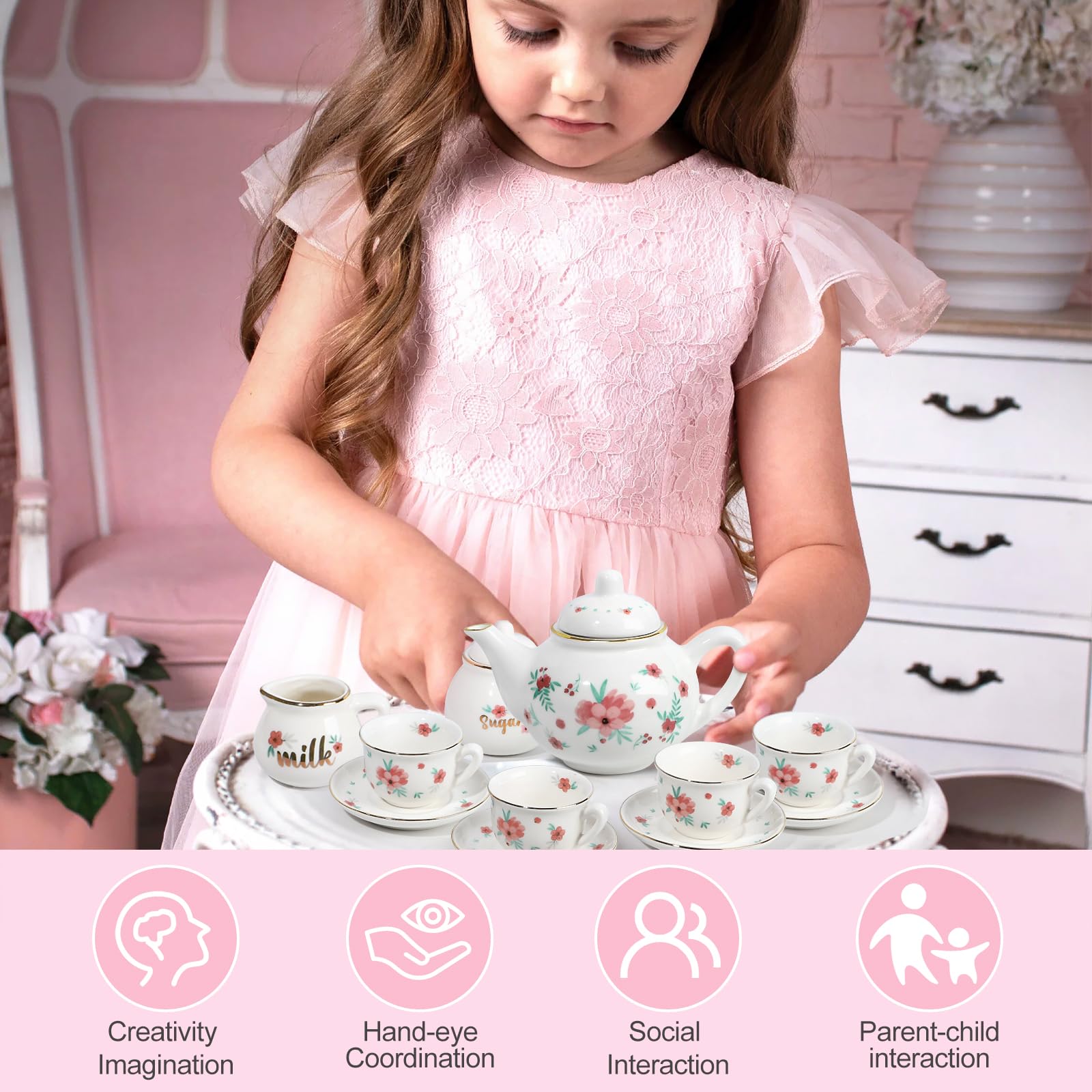 Lead-free porcelain teacups with golden border rims