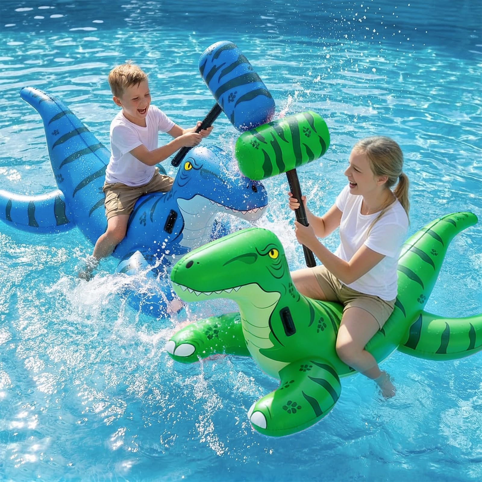 Ride-on dinosaur pool floats for summer water play