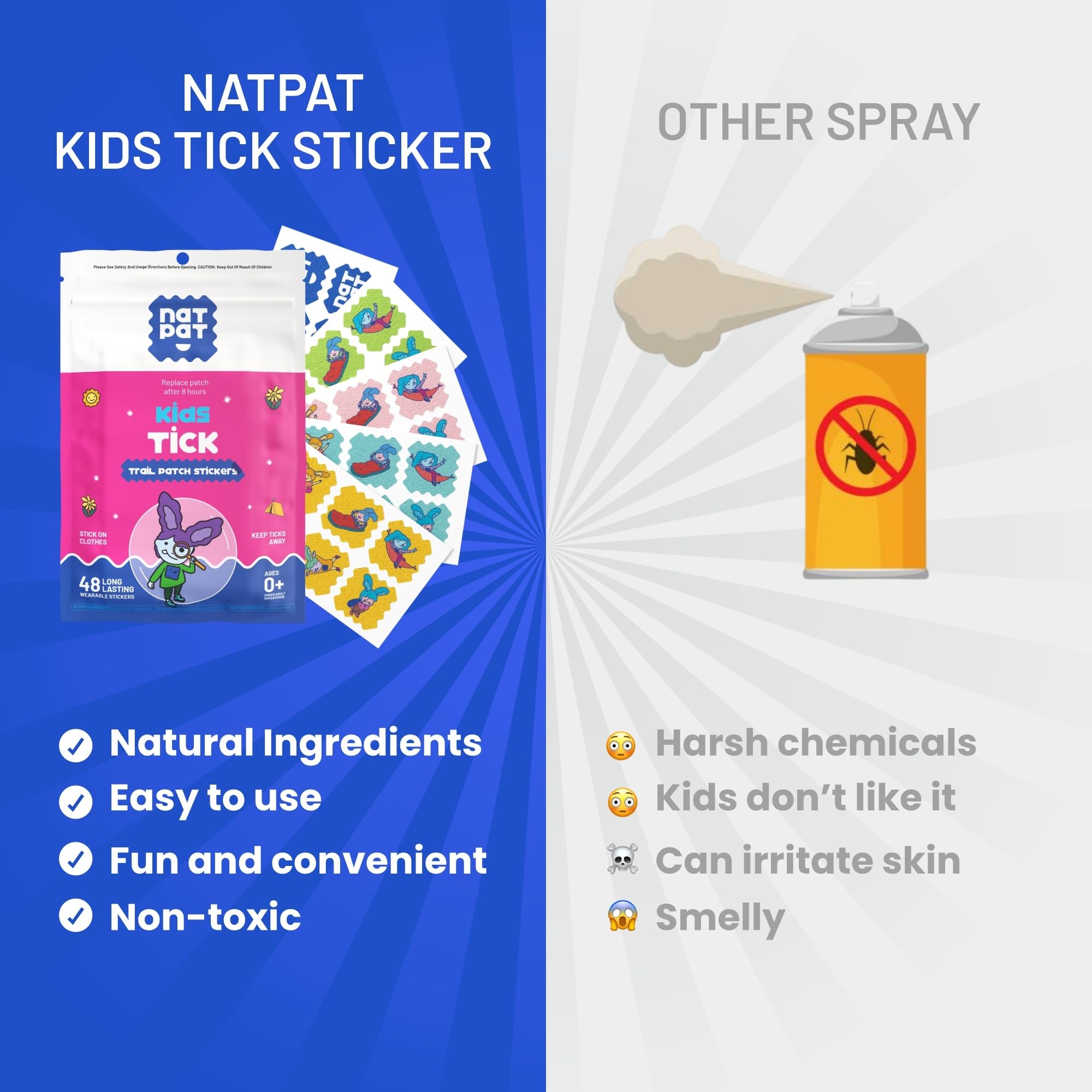 Kids tick patch stickers NATPAT 1 pack