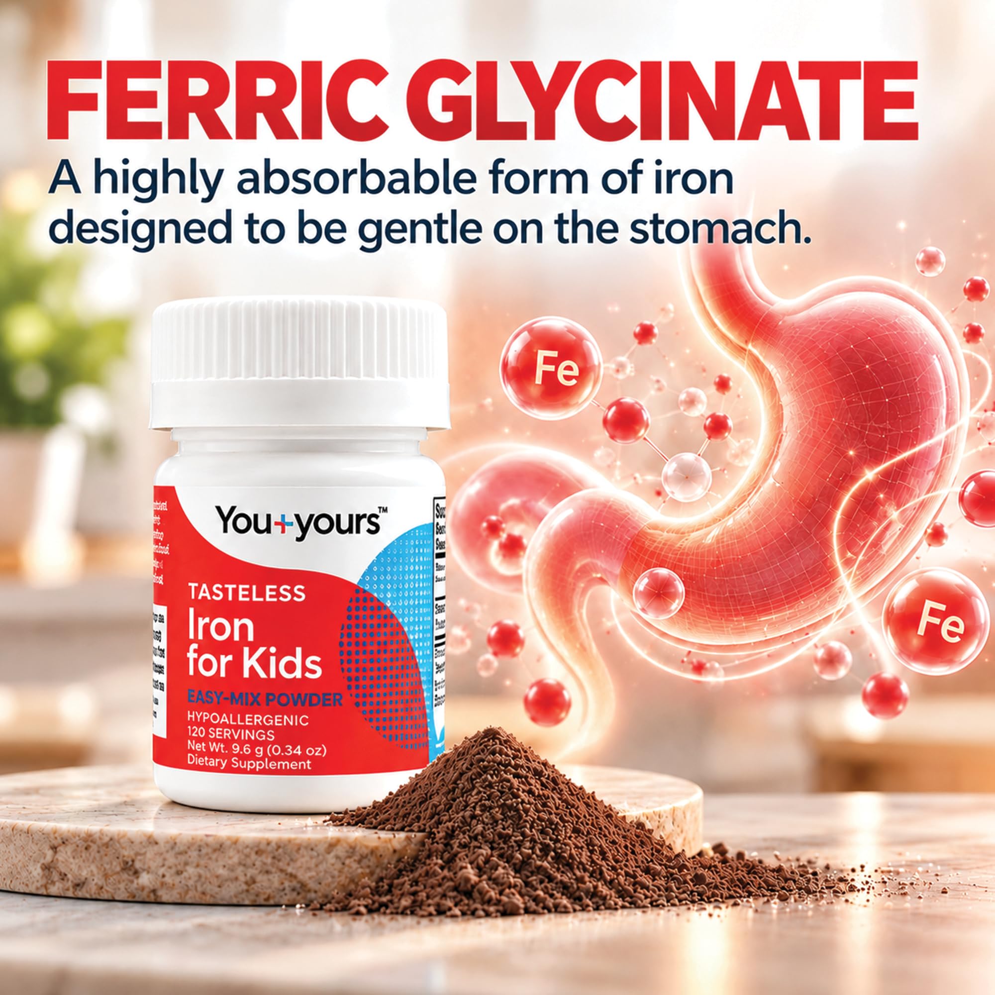 No sugar added tasteless iron powder alt text on bottle