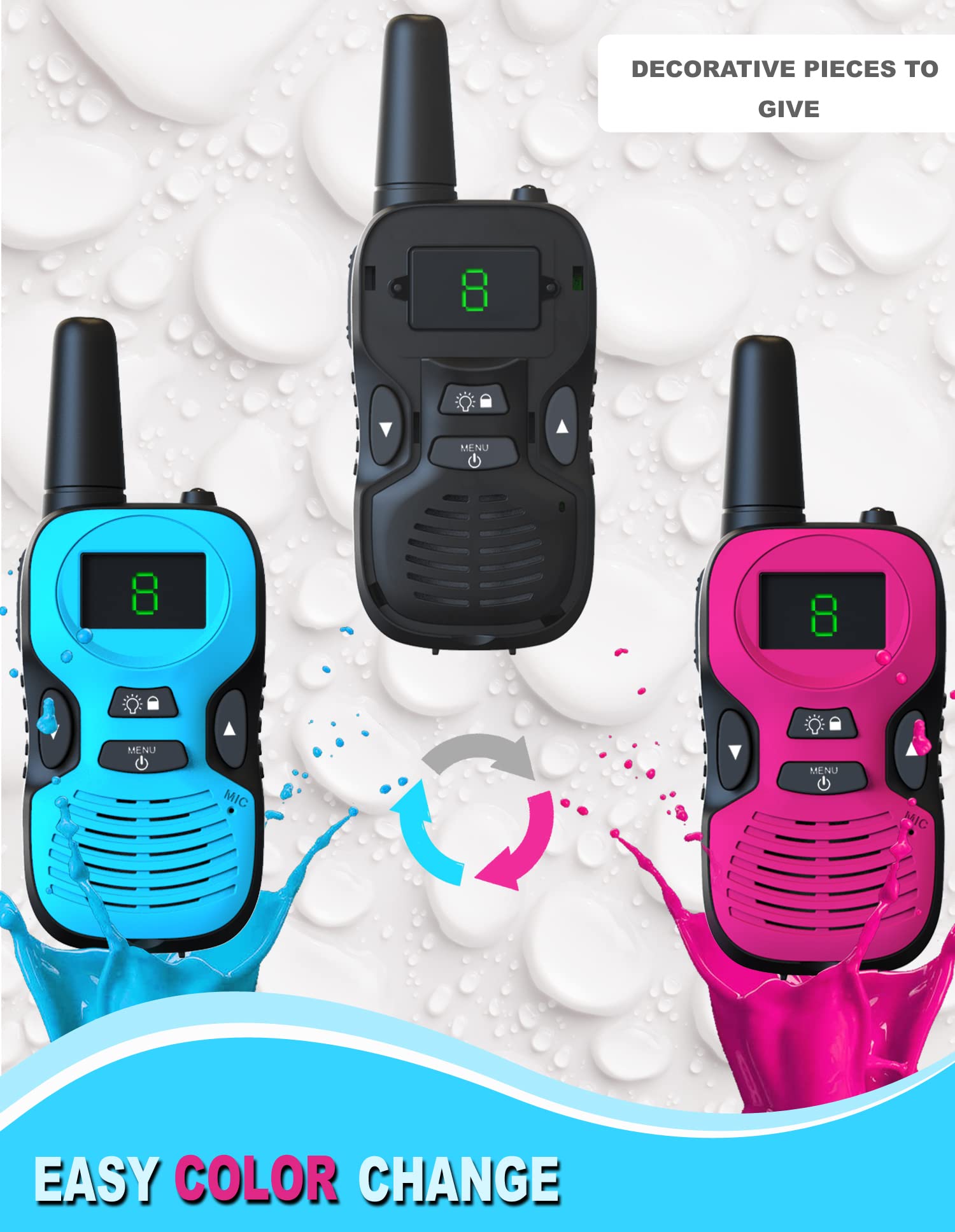 Kids walkie talkies removable shells color options