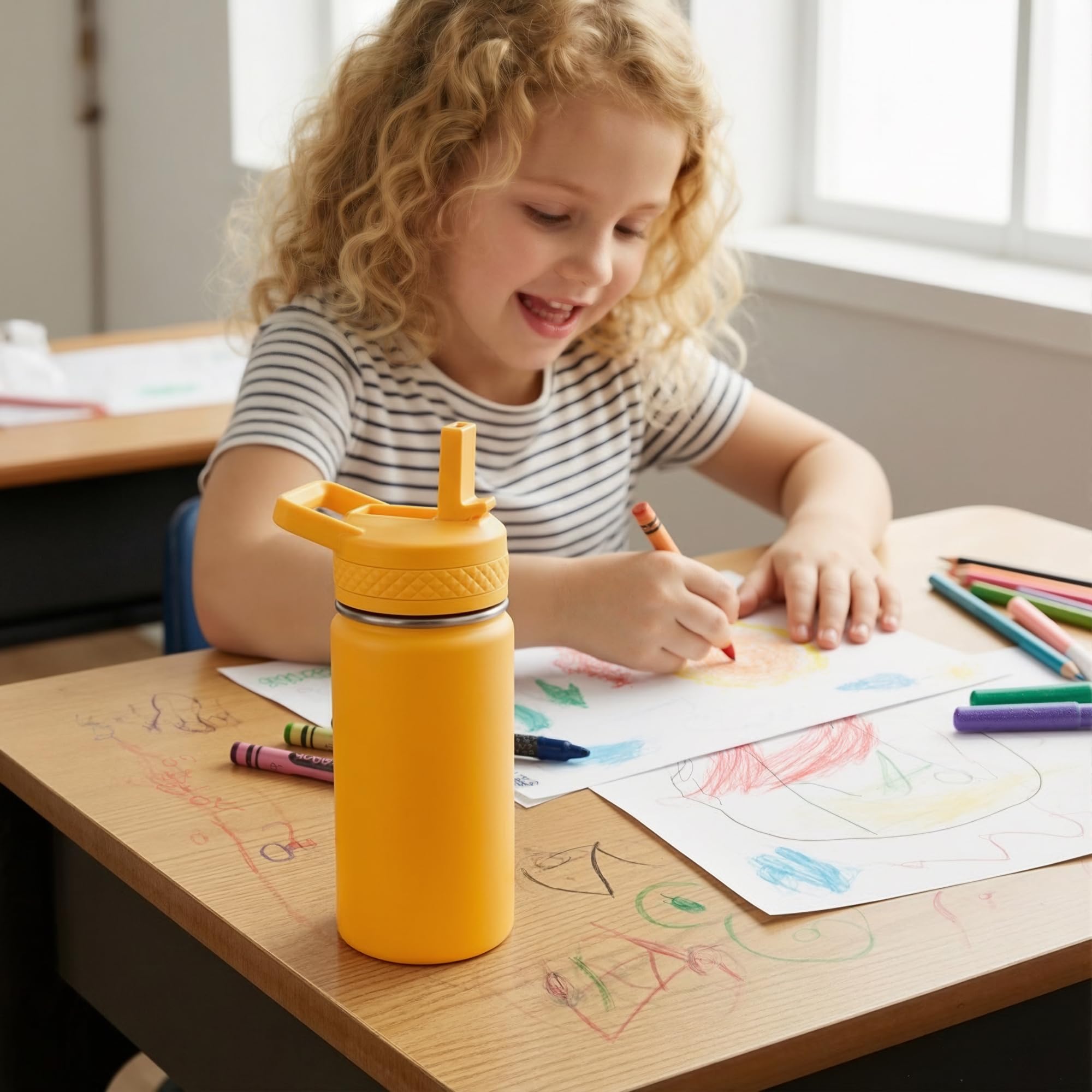 Navy blue kids water bottle suitable for boys and girls