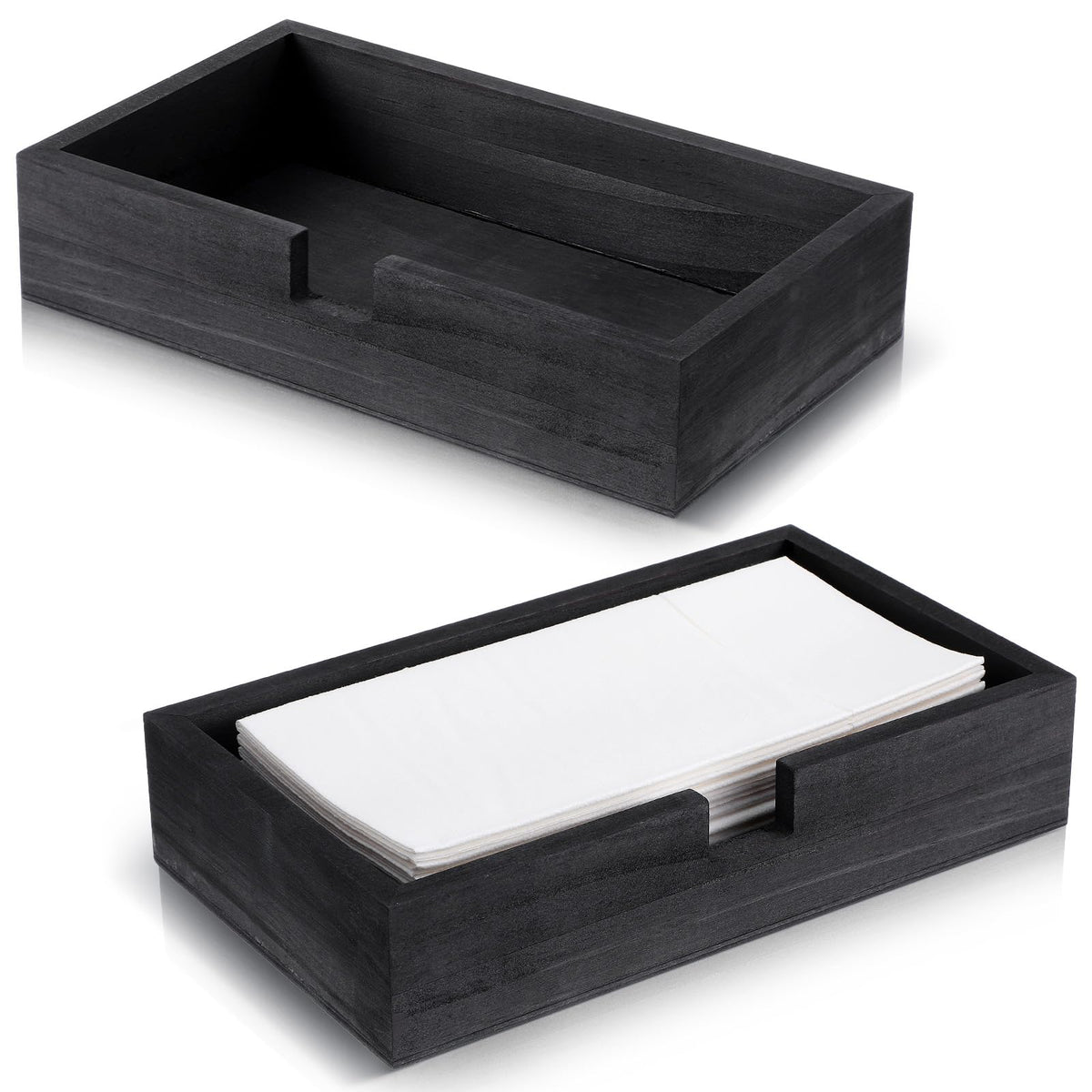 Kifmurase napkin holder two pack black pinewood on counter