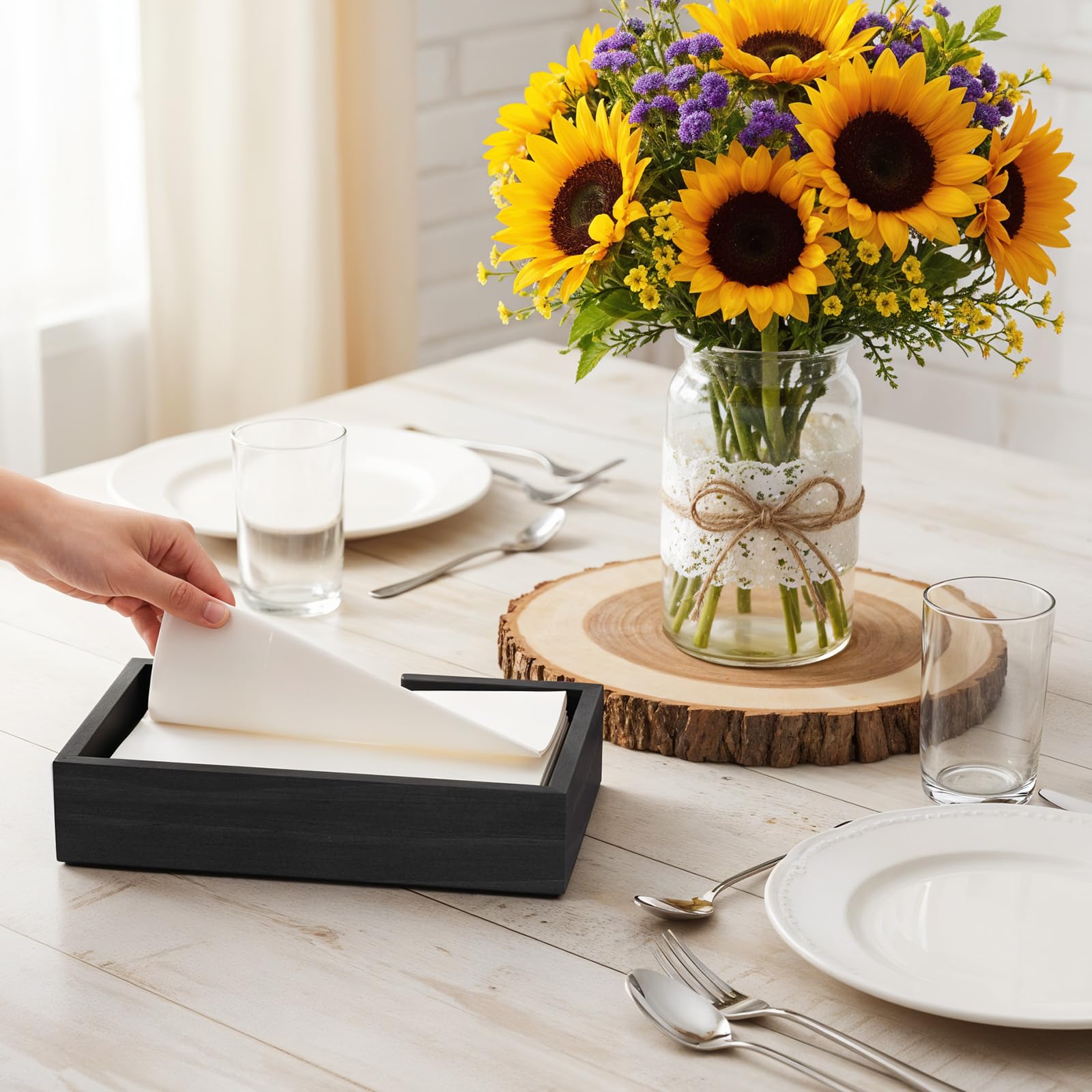 Napkin holder dimensions 9.44 x 5.51 x 2.08 inches pinewood
