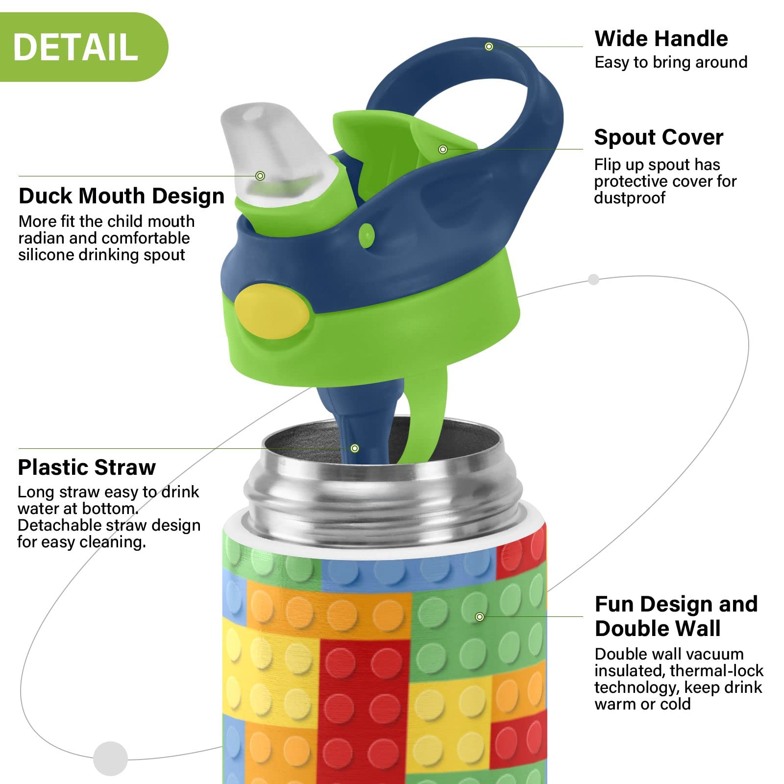 One-handed straw bottle operation with Kigai dust-proof lid