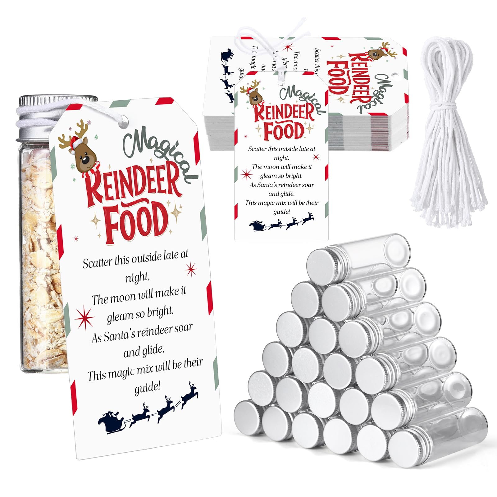 Kigeli 36 set Christmas Reindeer Food Glass Jar with Lid and Card product image