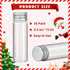0.5 oz clear glass bottle with red tag white string and silver cap