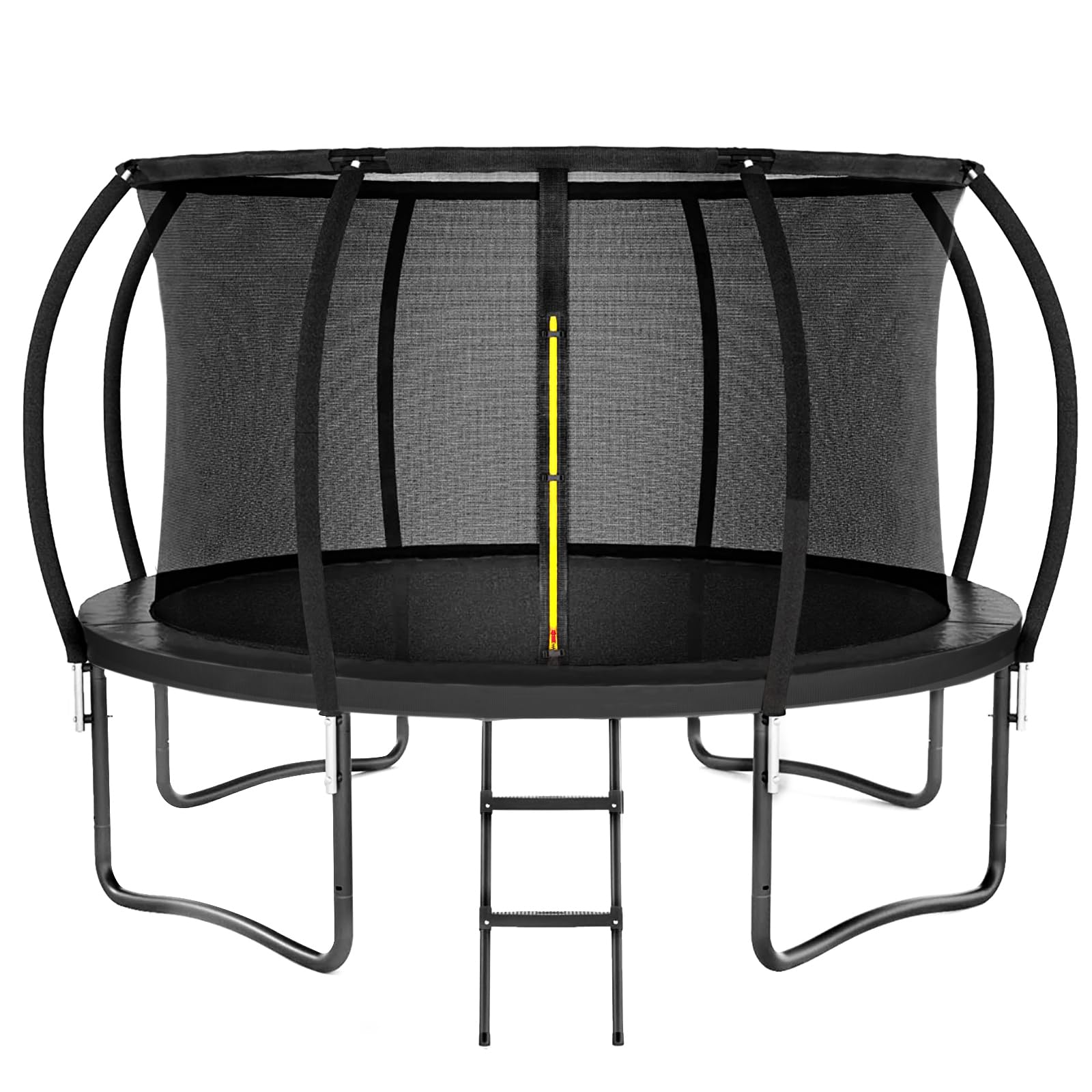 Kiivakii trampoline 12ft black frame with enclosure net and ladder