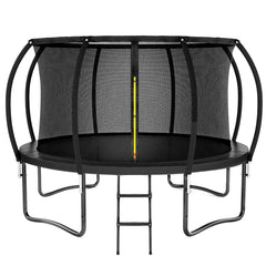 Kiivakii trampoline 12ft black frame with enclosure net and ladder