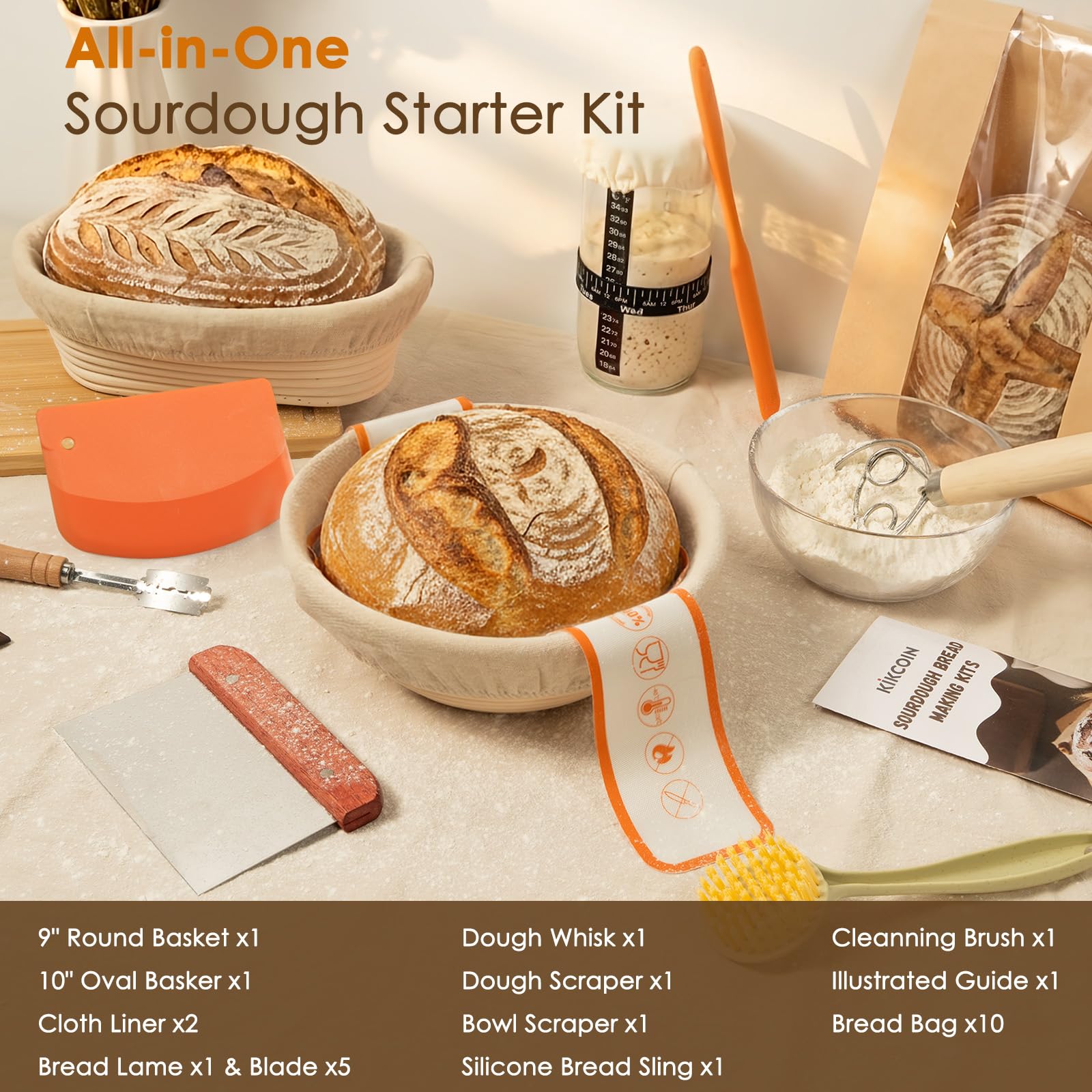 Kikcoin Sourdough Starter Jar 24oz with marks