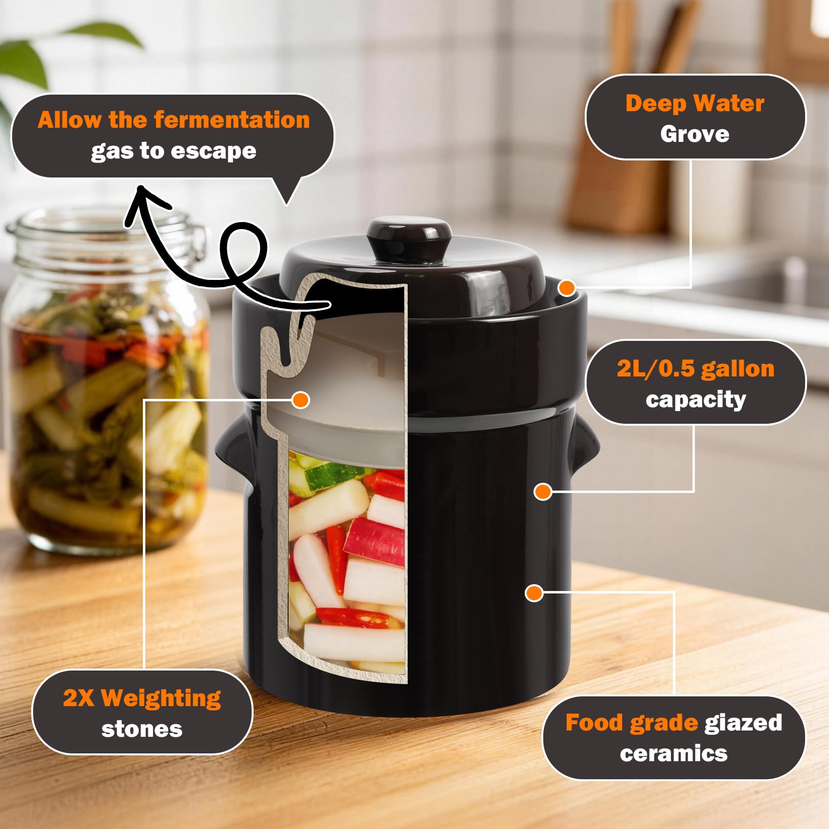 Kimchi fermentation crock container Seeutek
