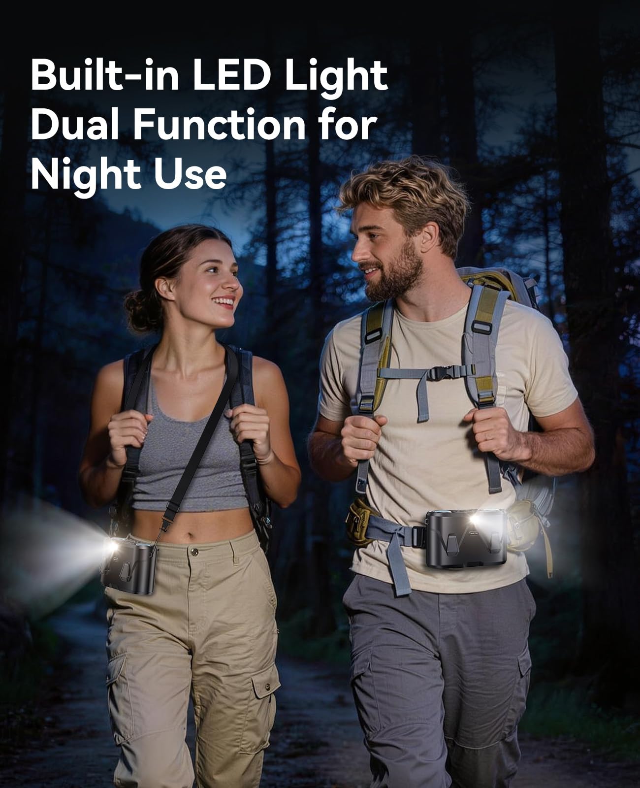 KIMMOO waist fan with built-in LED light in night use