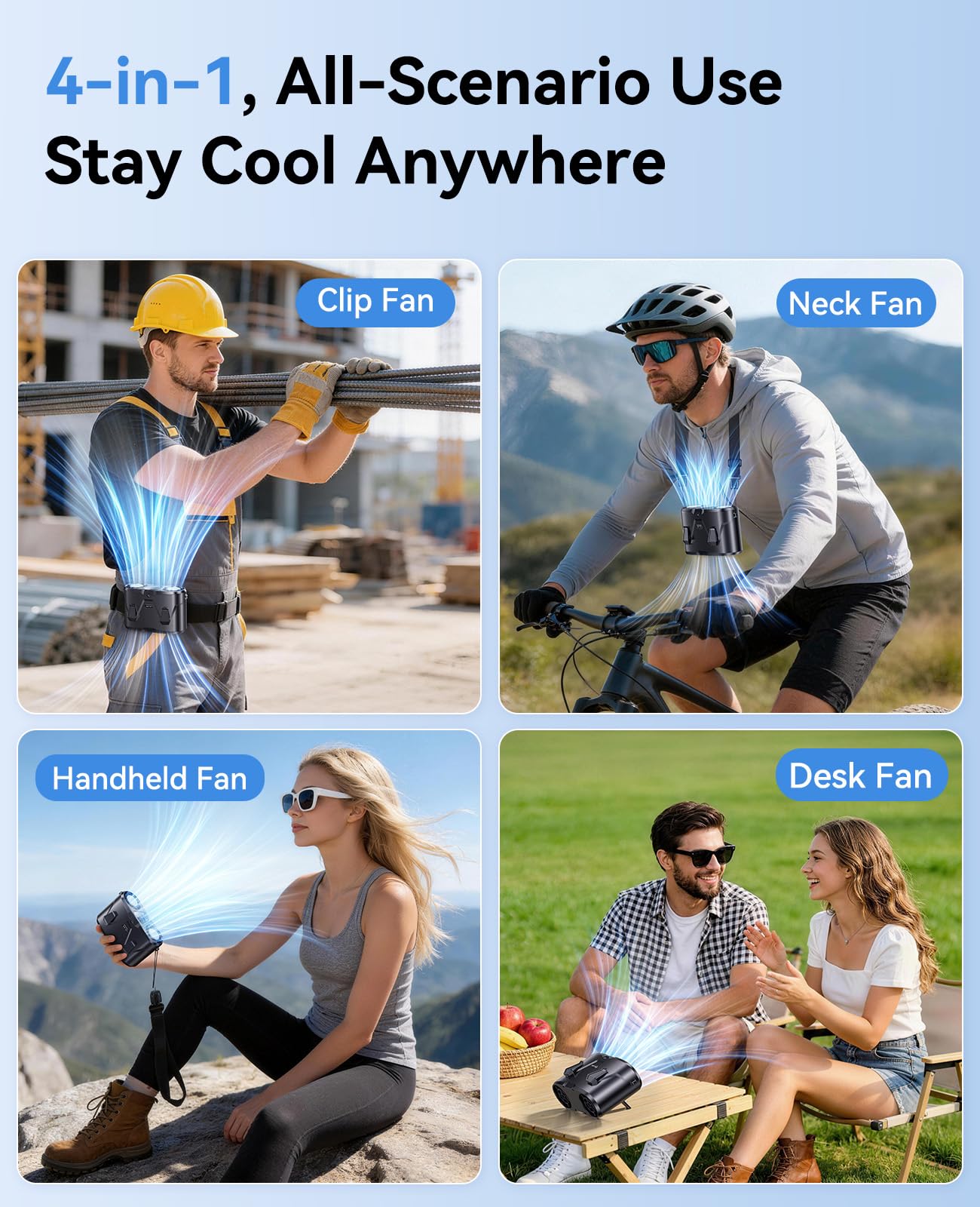 KIMMOO 4-in-1 wearable waist fan in use