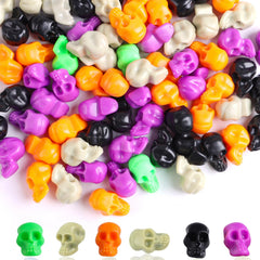 KIMOBER 100pcs mini skull heads multicolor for Halloween decor