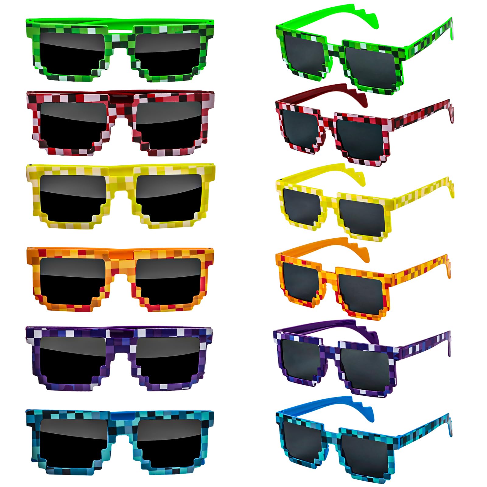 KIMOBER 12 pack pixel sunglasses product image showing assorted colors