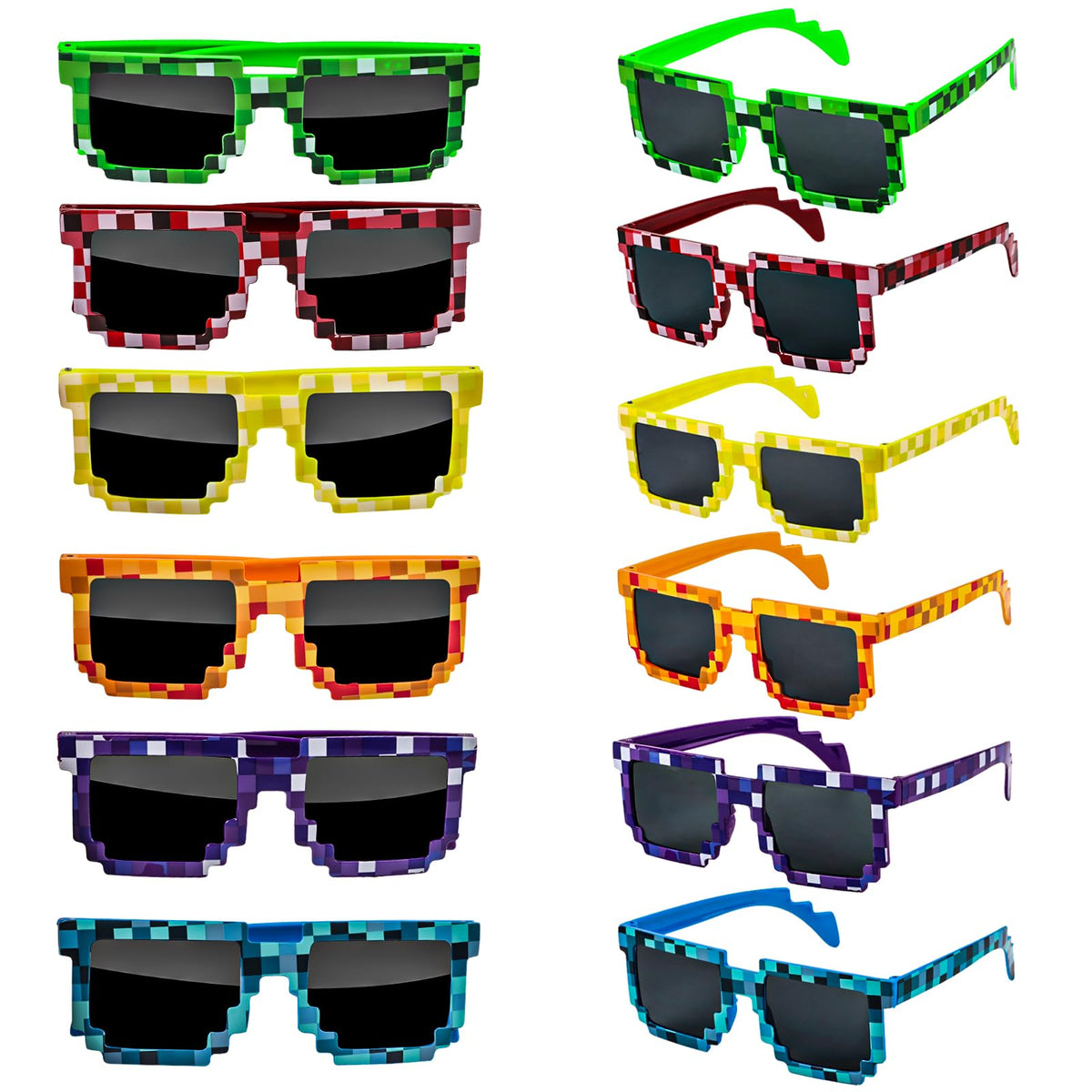 KIMOBER 12 pack pixel sunglasses product image showing assorted colors