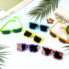Orange pixel sunglasses close up from KIMOBER 12 pack