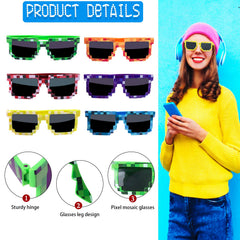 Red pixel sunglasses close up from KIMOBER 12 pack