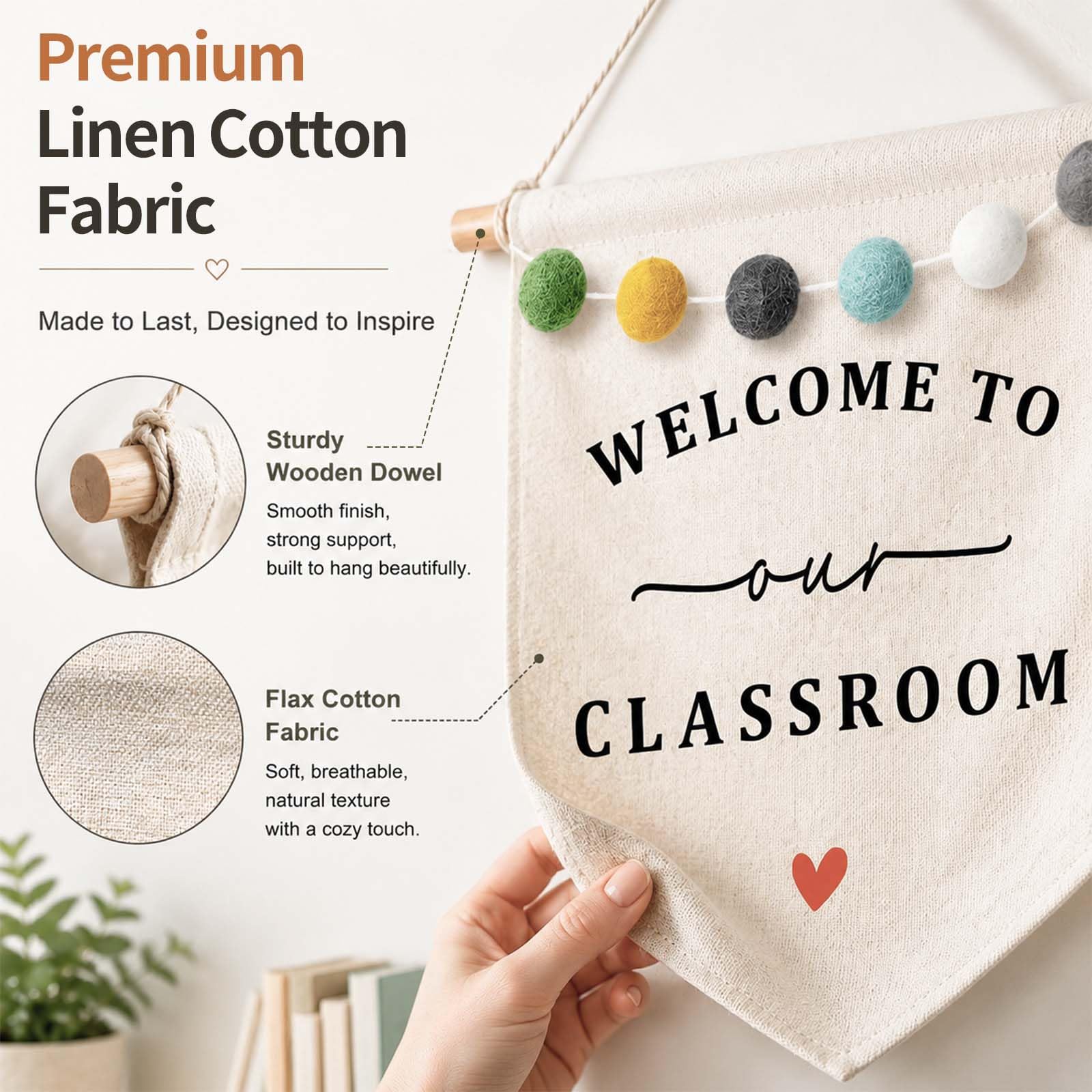 Back to School door banner ready to hang with rod and rope