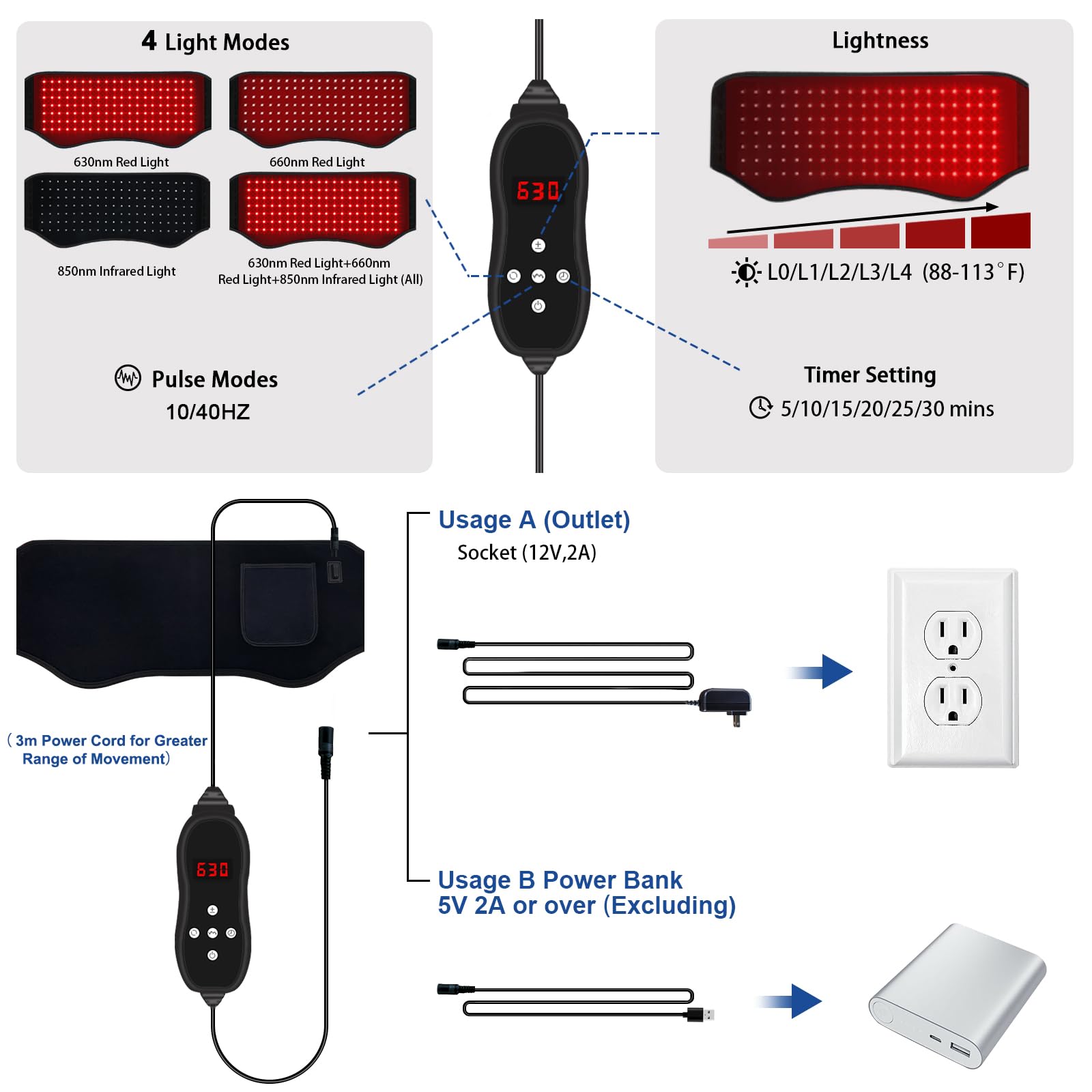 Elastic compression straps on KingPavonini red light therapy belt