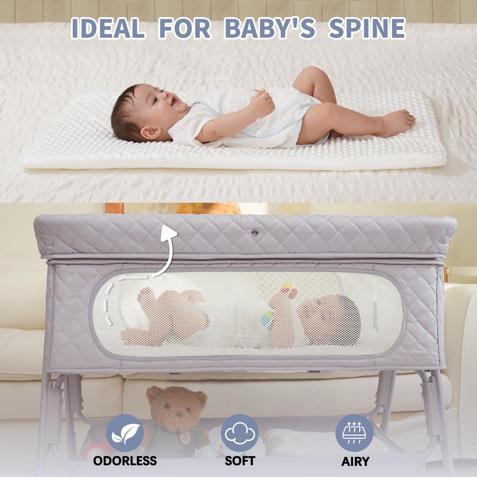 Kiniew Bassinet Bedside Sleeper stand-alone crib option