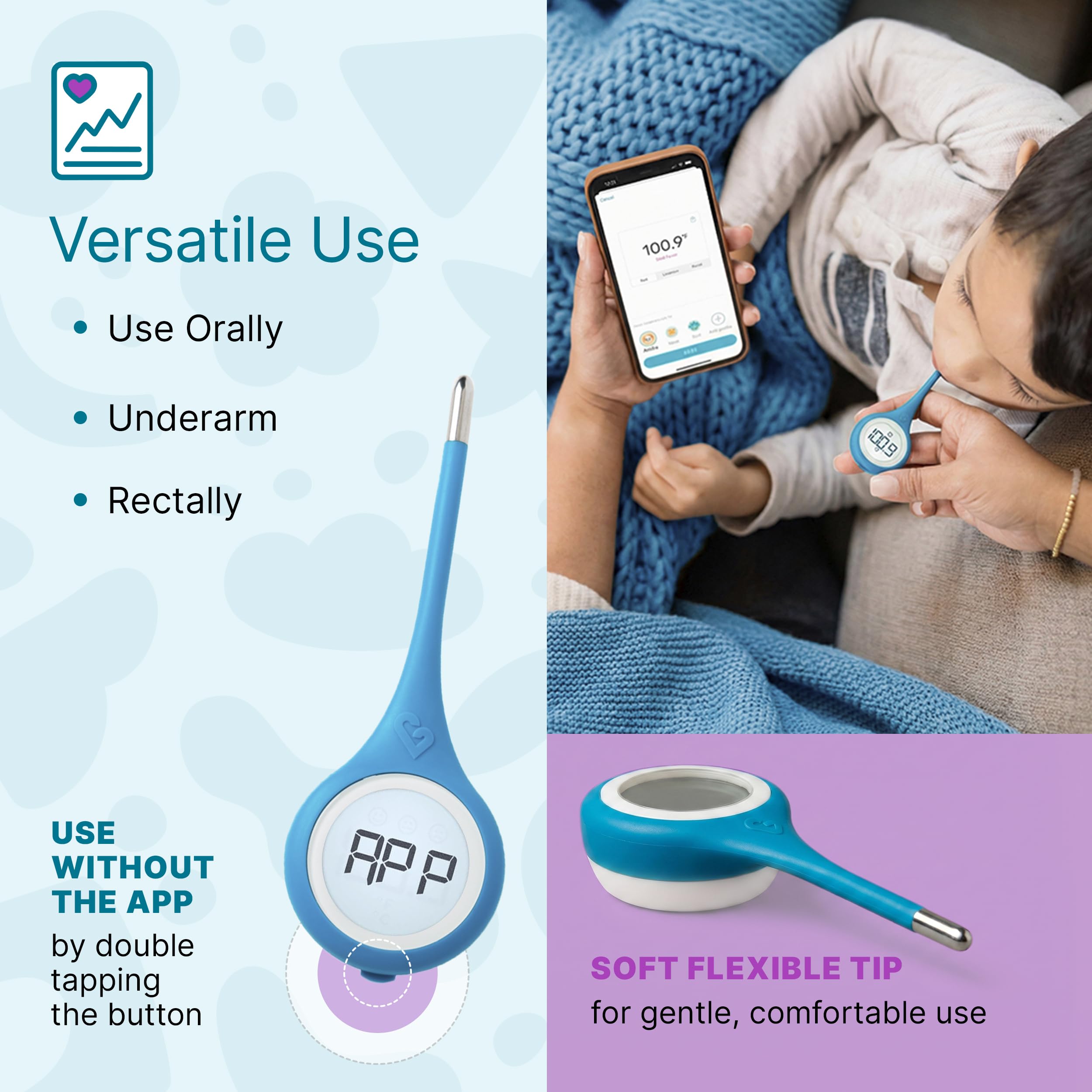 Kinsa QuickCare thermometer display and controls
