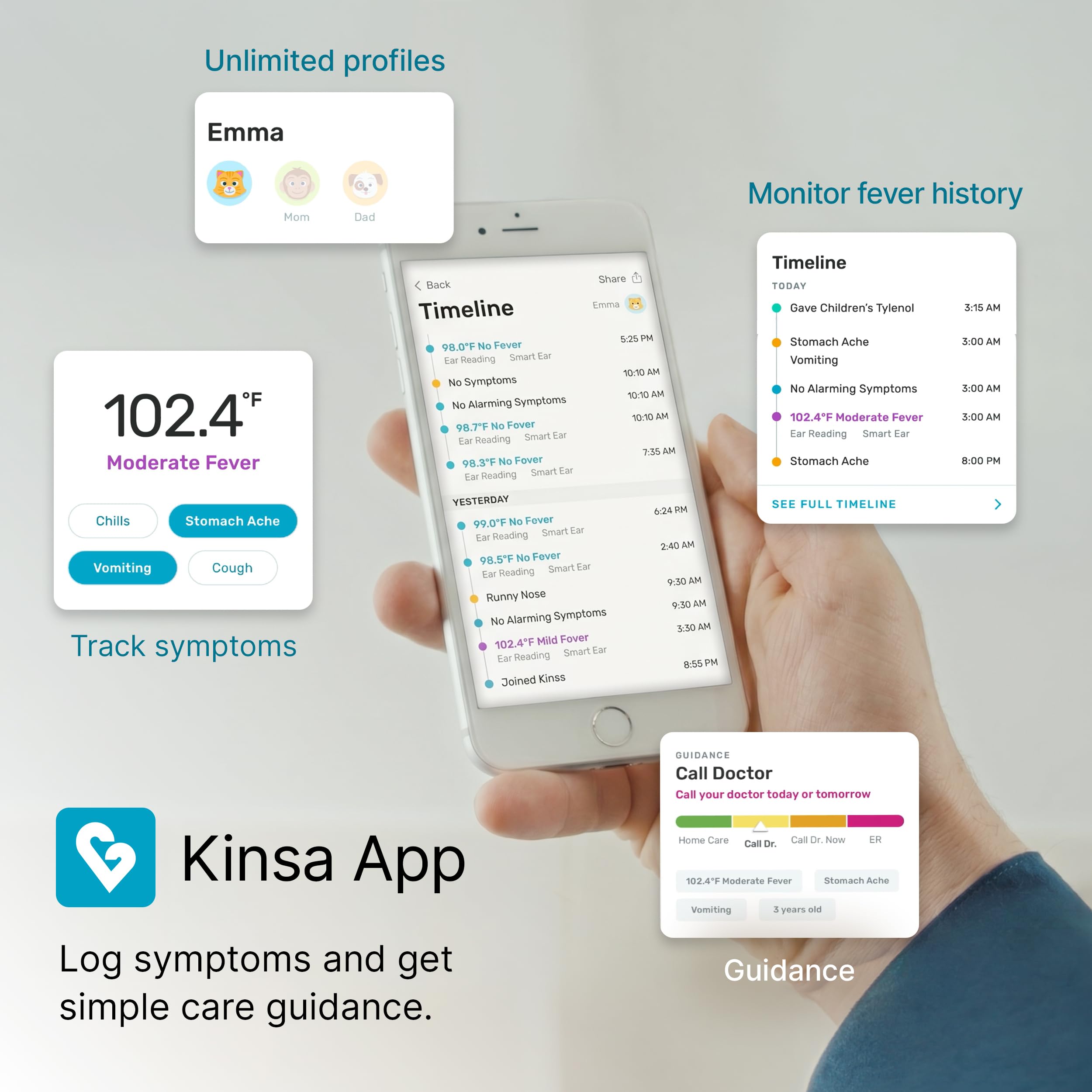 Kinsa QuickCare thermometer ready for oral reading