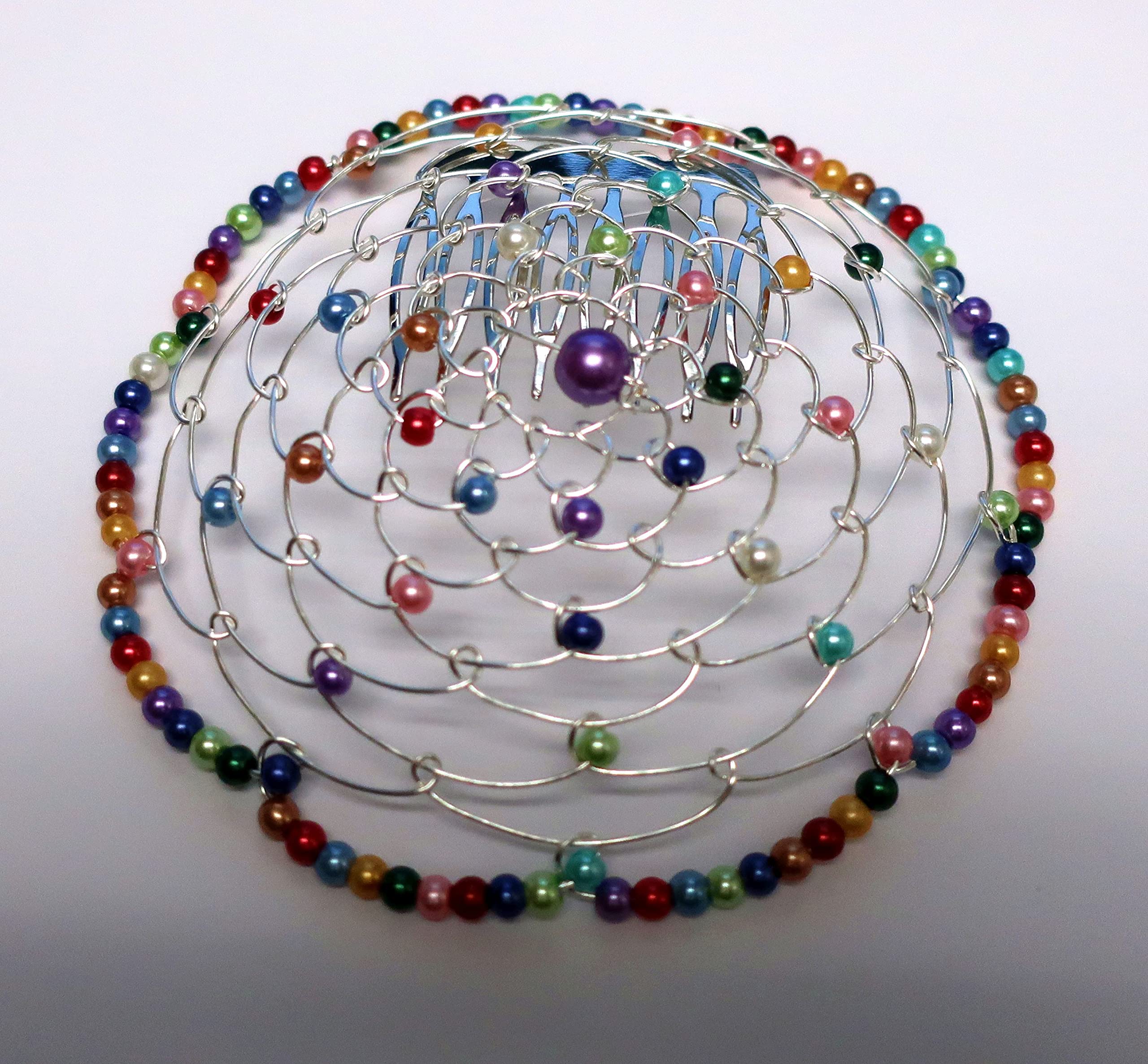 Kippah rainbow beads 4.5 inch diameter