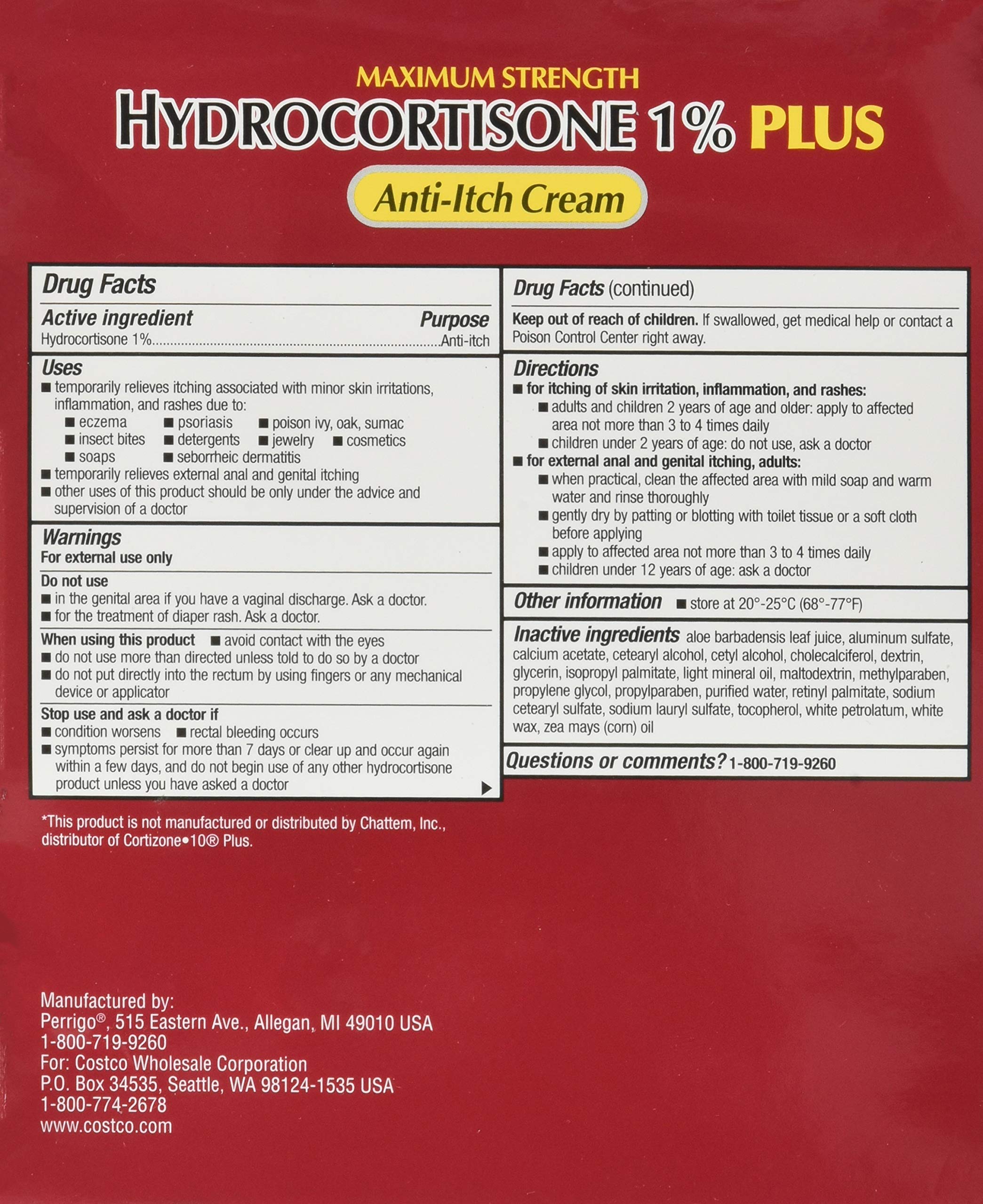 Kirkland Signature Hydrocortisone Cream 1% with Aloe 2-ounce pack of 4