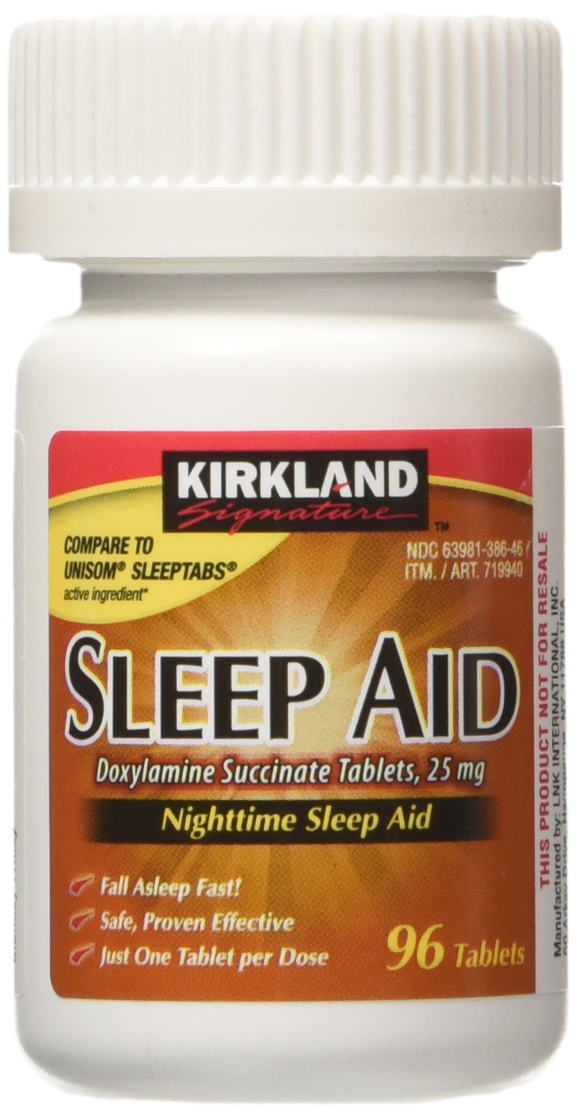 Kirkland Signature Sleep Aid 96 tabs bottle