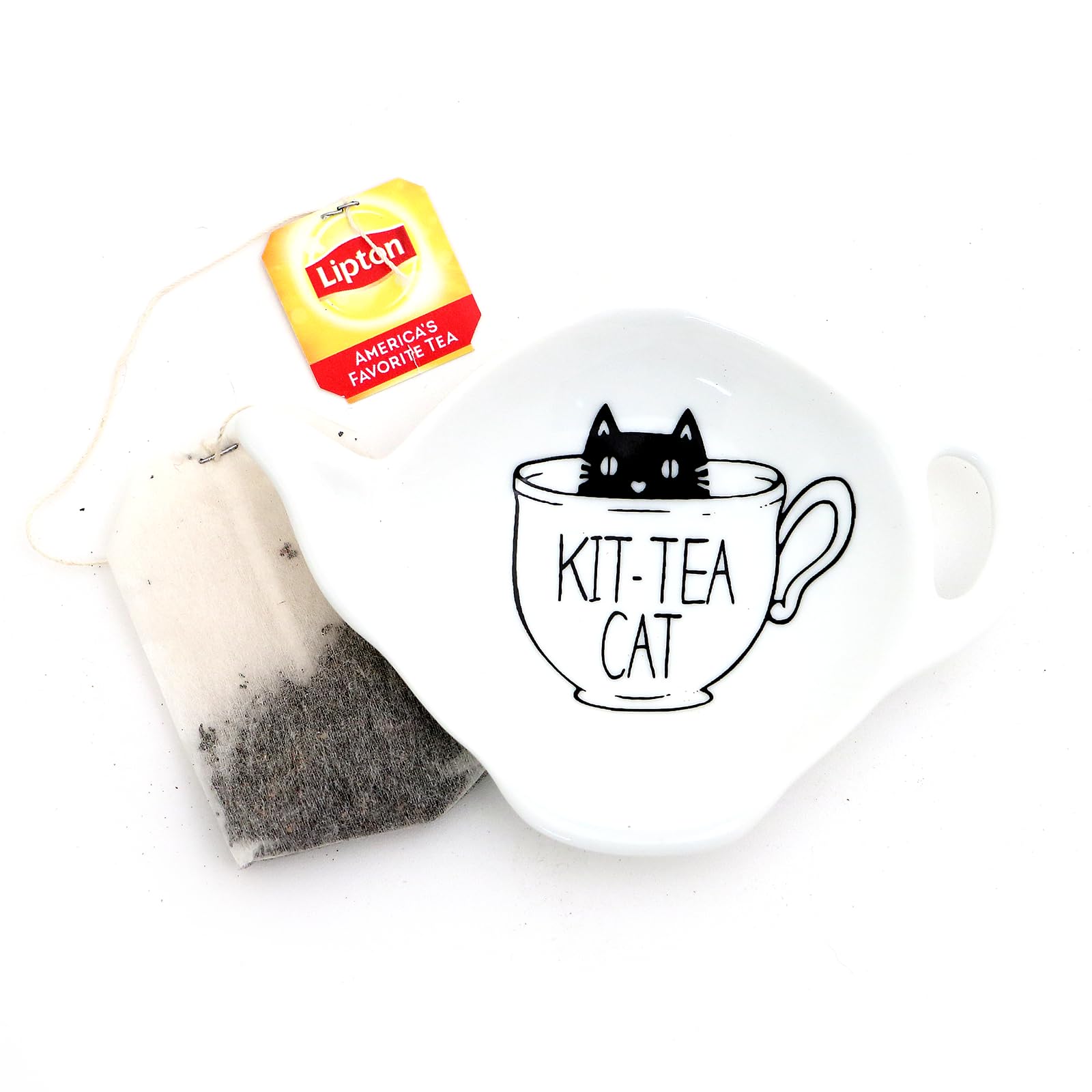 Cat teabag holder teapot design by Lorrie Veasey Lennymud