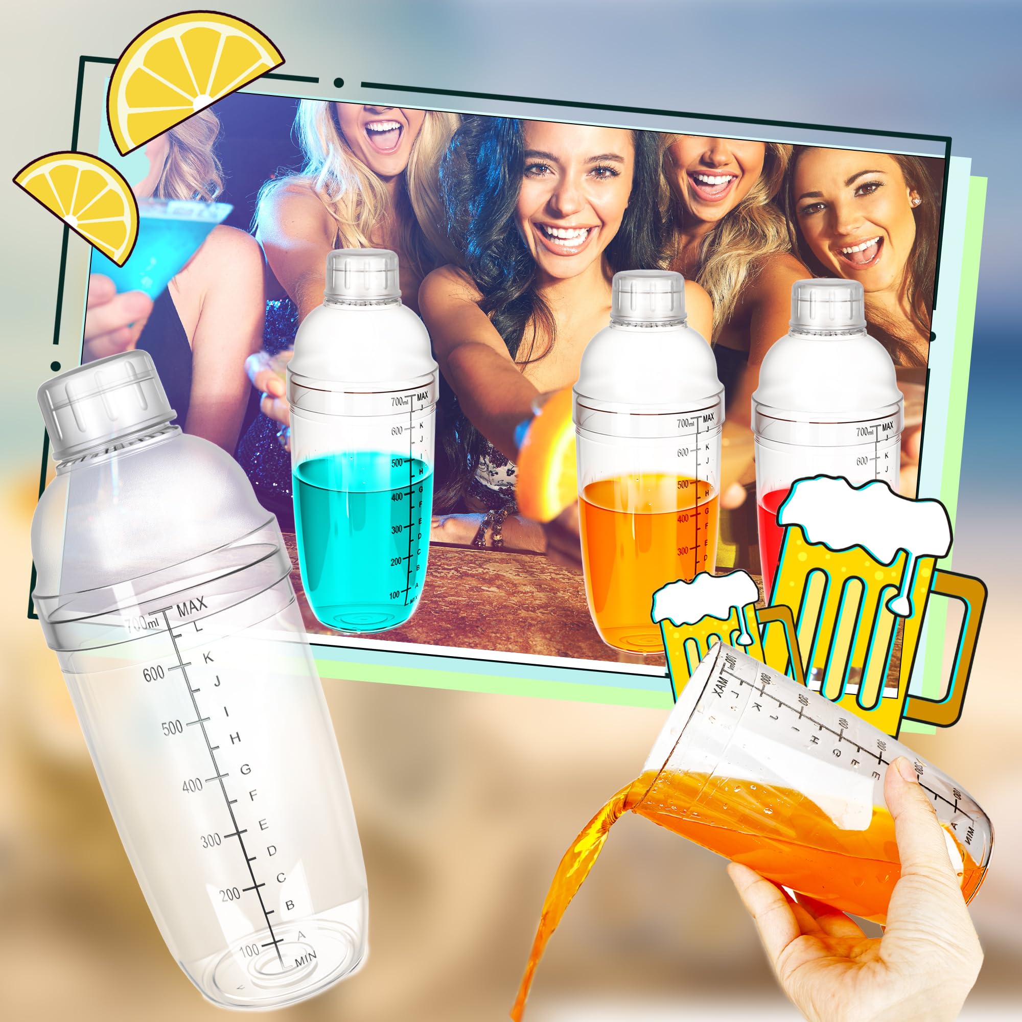 pack of 9 clear cocktail shakers for gatherings