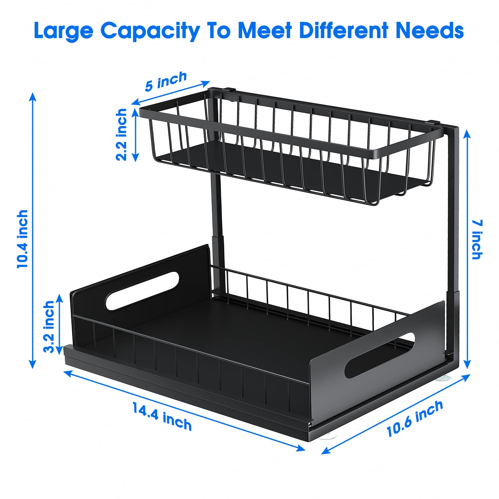 1-pack black UINOFLE under sink organizer