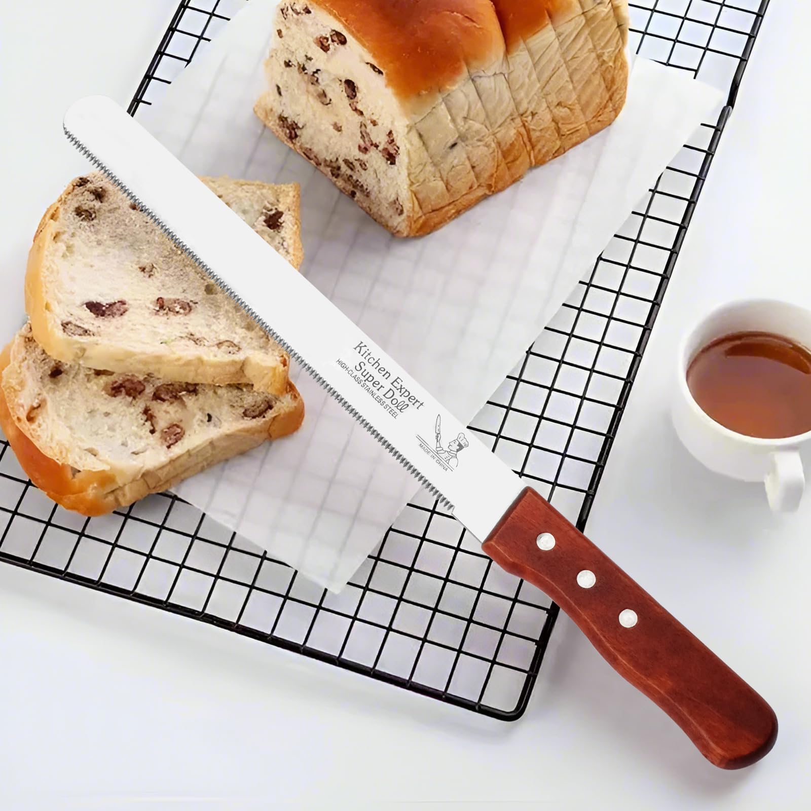 Gift-pack ready HTBMALL bread knife for entertaining
